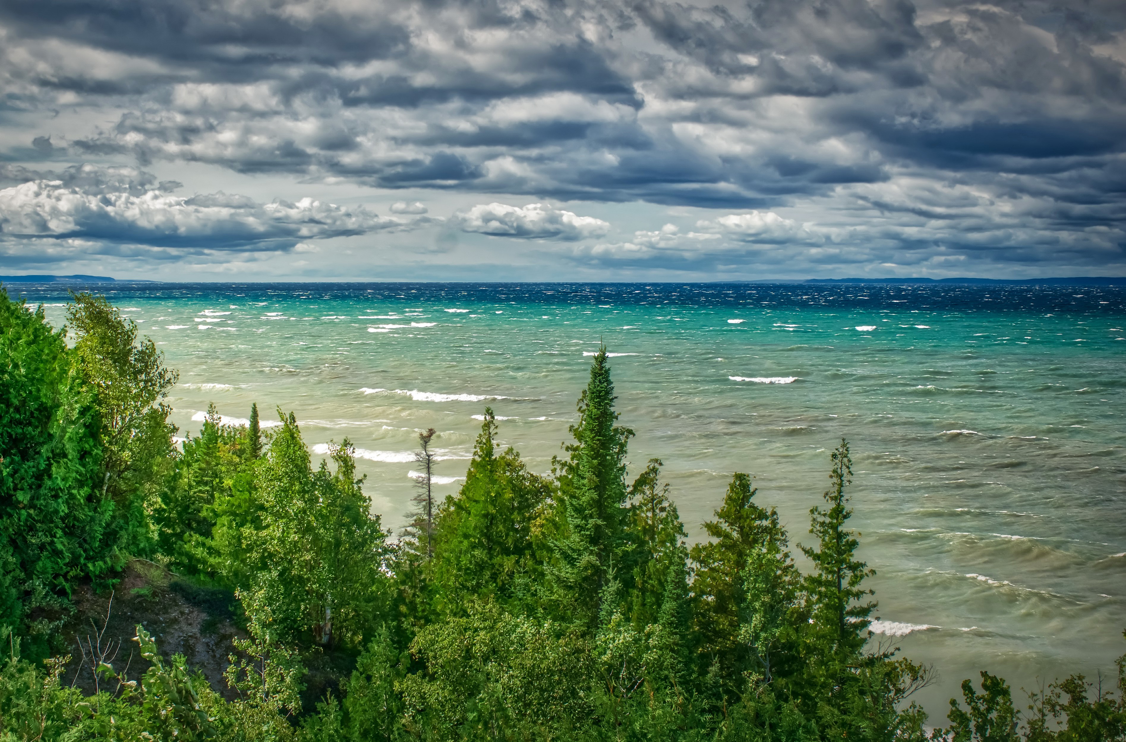 Stormy Sky Over Lake Michigan Near Northport HD Wallpaper