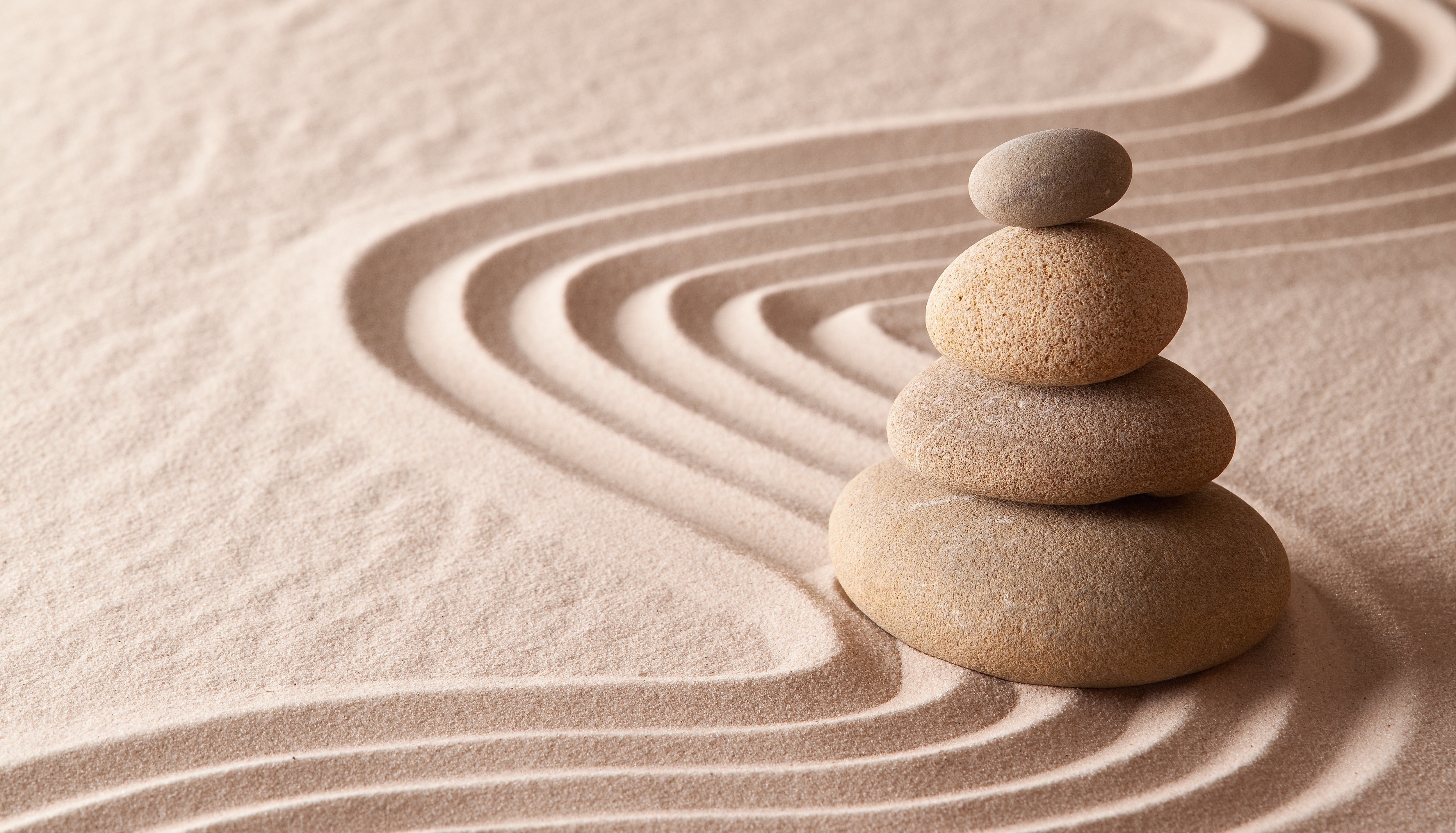 Stacked Stones on Raked Sand HD Wallpaper