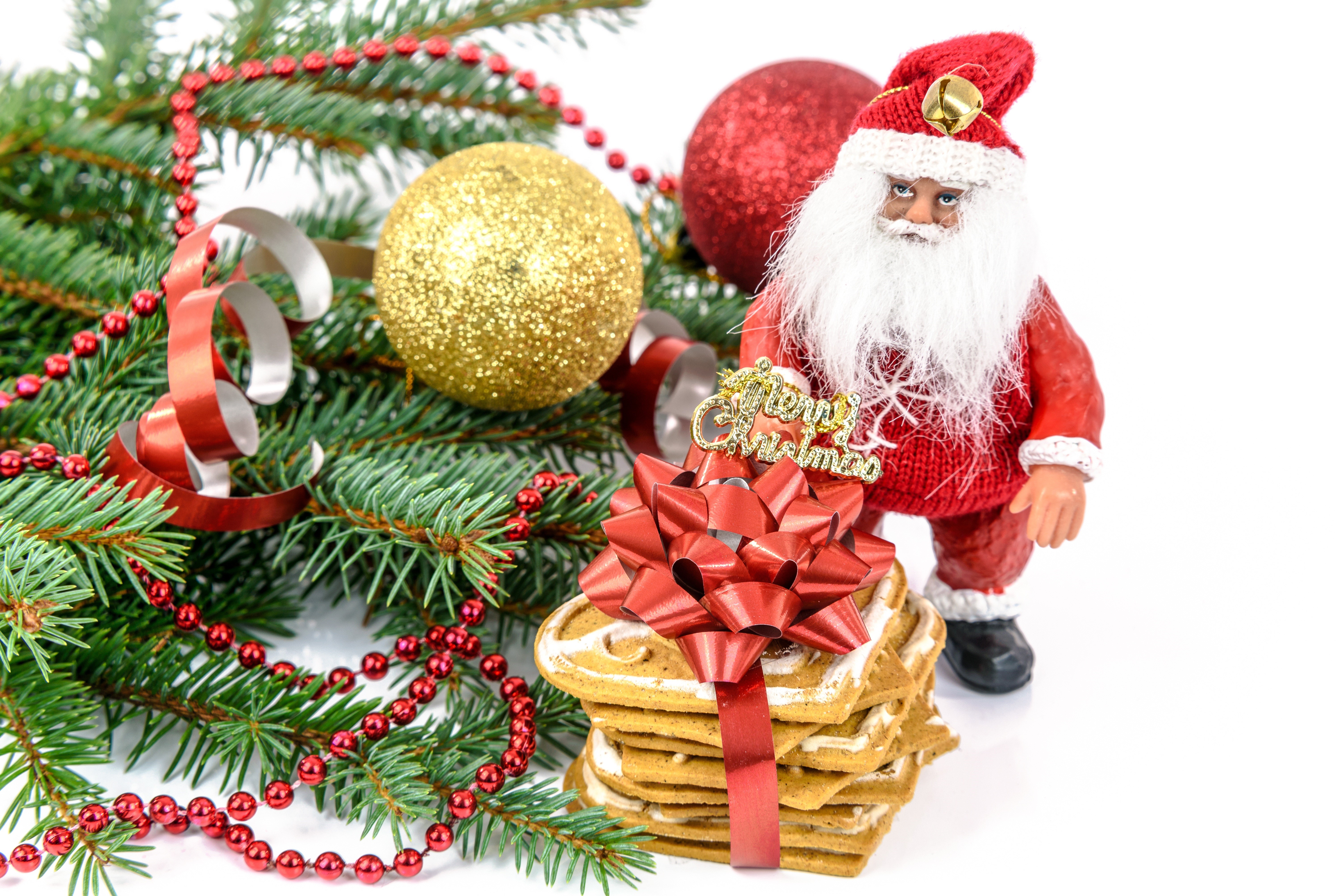 Christmas cookies with Santa Claus and ornaments HD Wallpaper