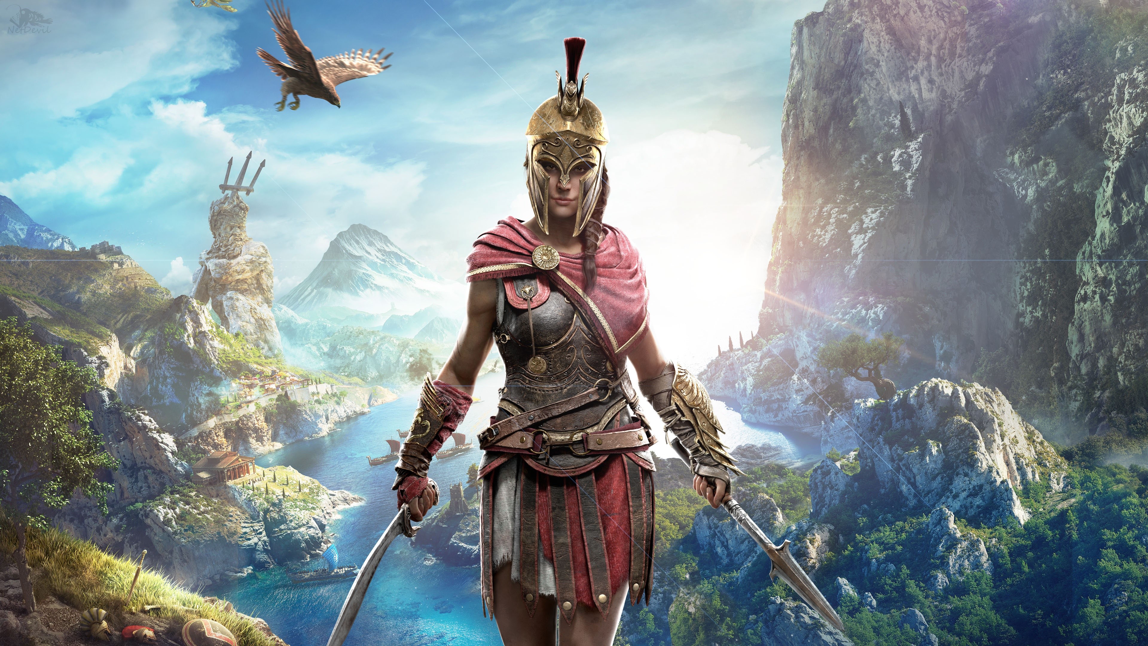 4K Assassin's Creed Odyssey Warrior with Helmet HD Wallpaper