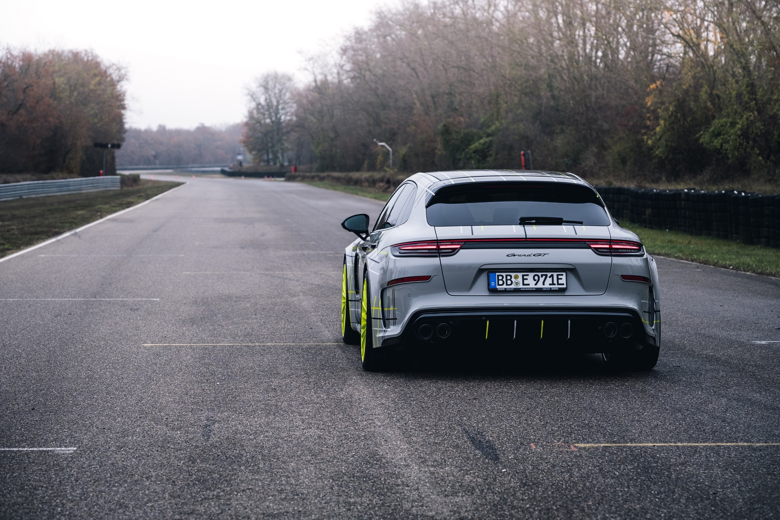 Porsche Panamera Turbo TechArt Grand GT on a race track HD Wallpaper
