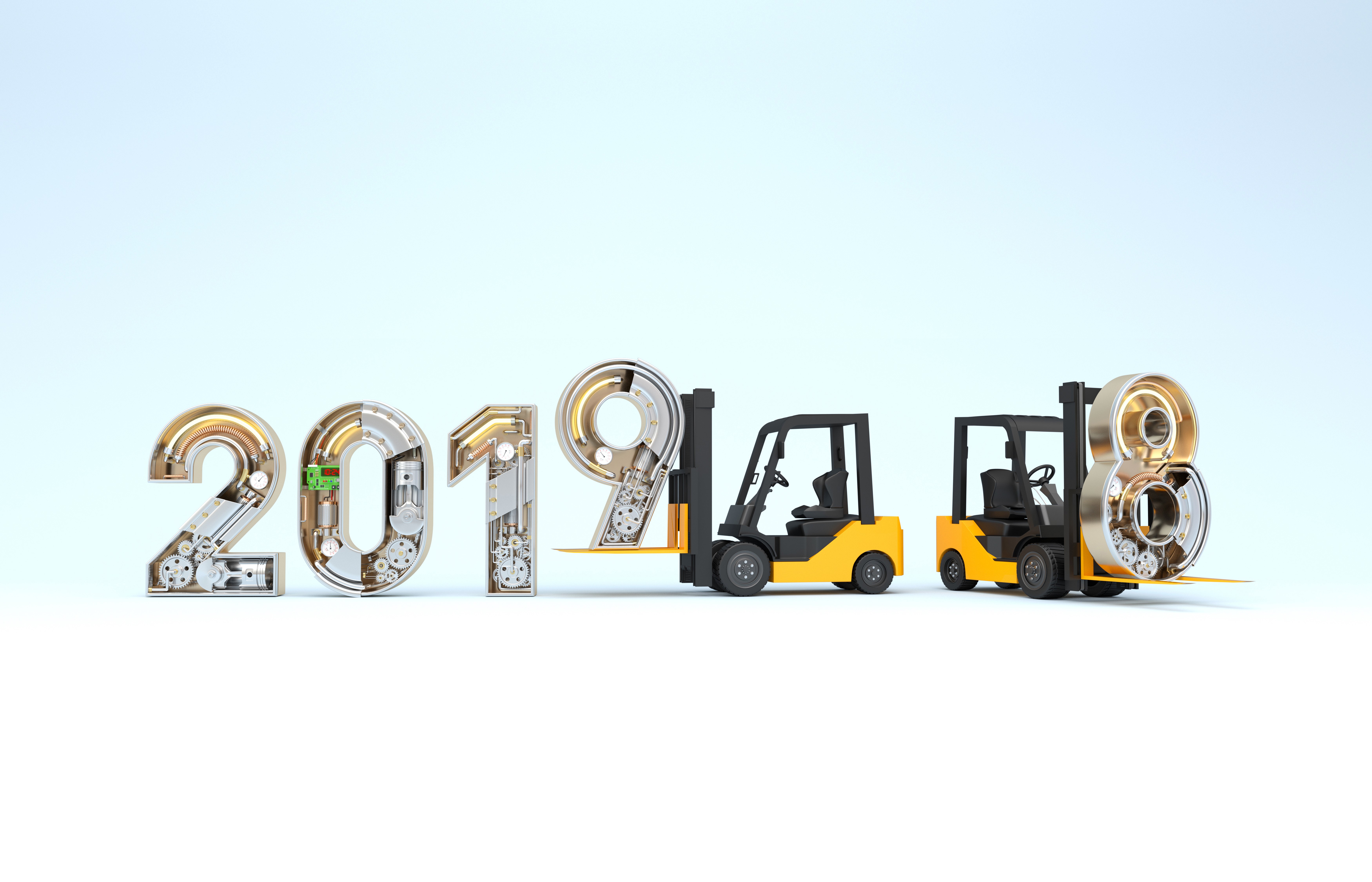 2019 and 2018 numbers with forklifts HD Wallpaper