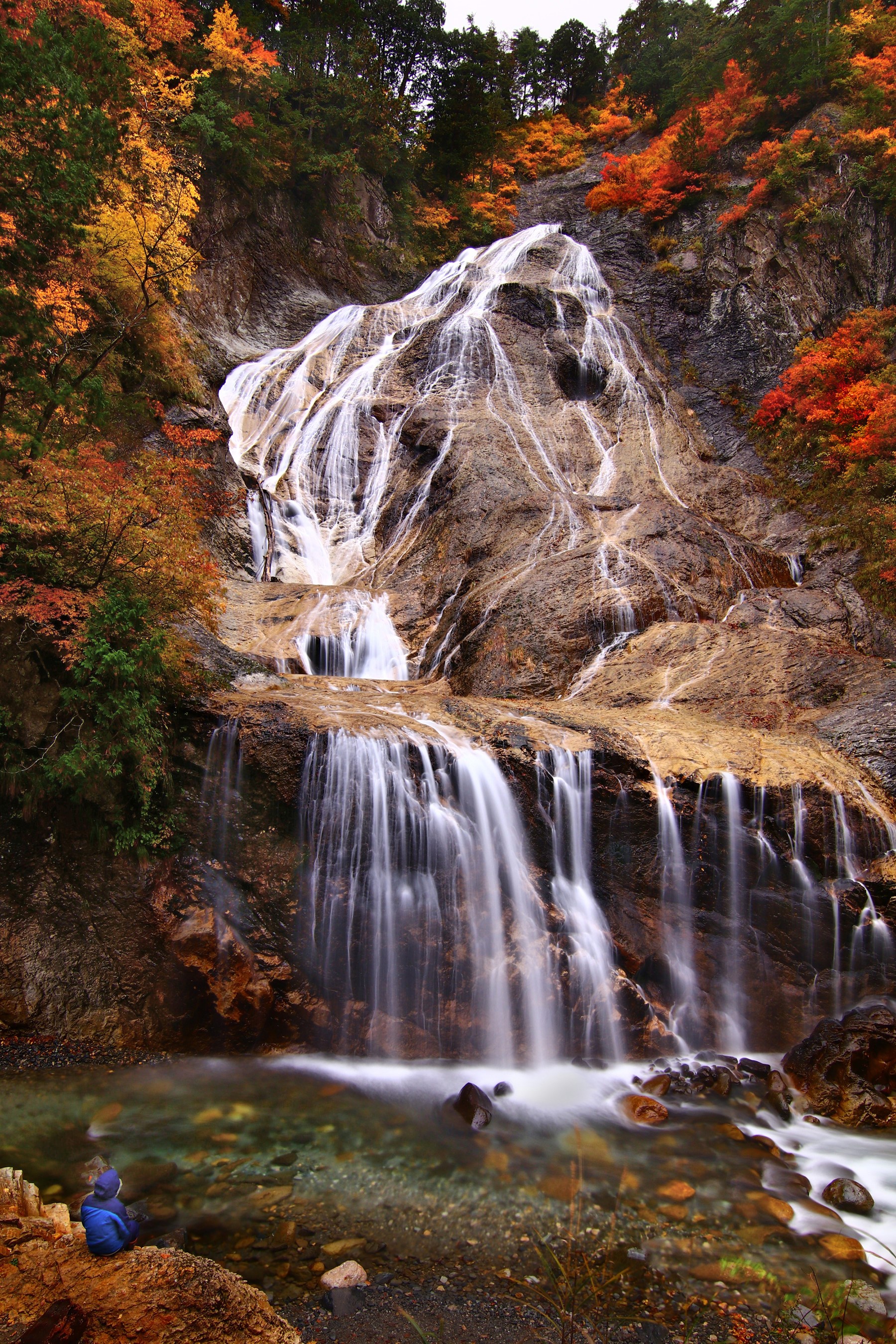 Waterfall in Hakusan, Ishikawa, Japan during Autumn HD Phone Wallpaper
