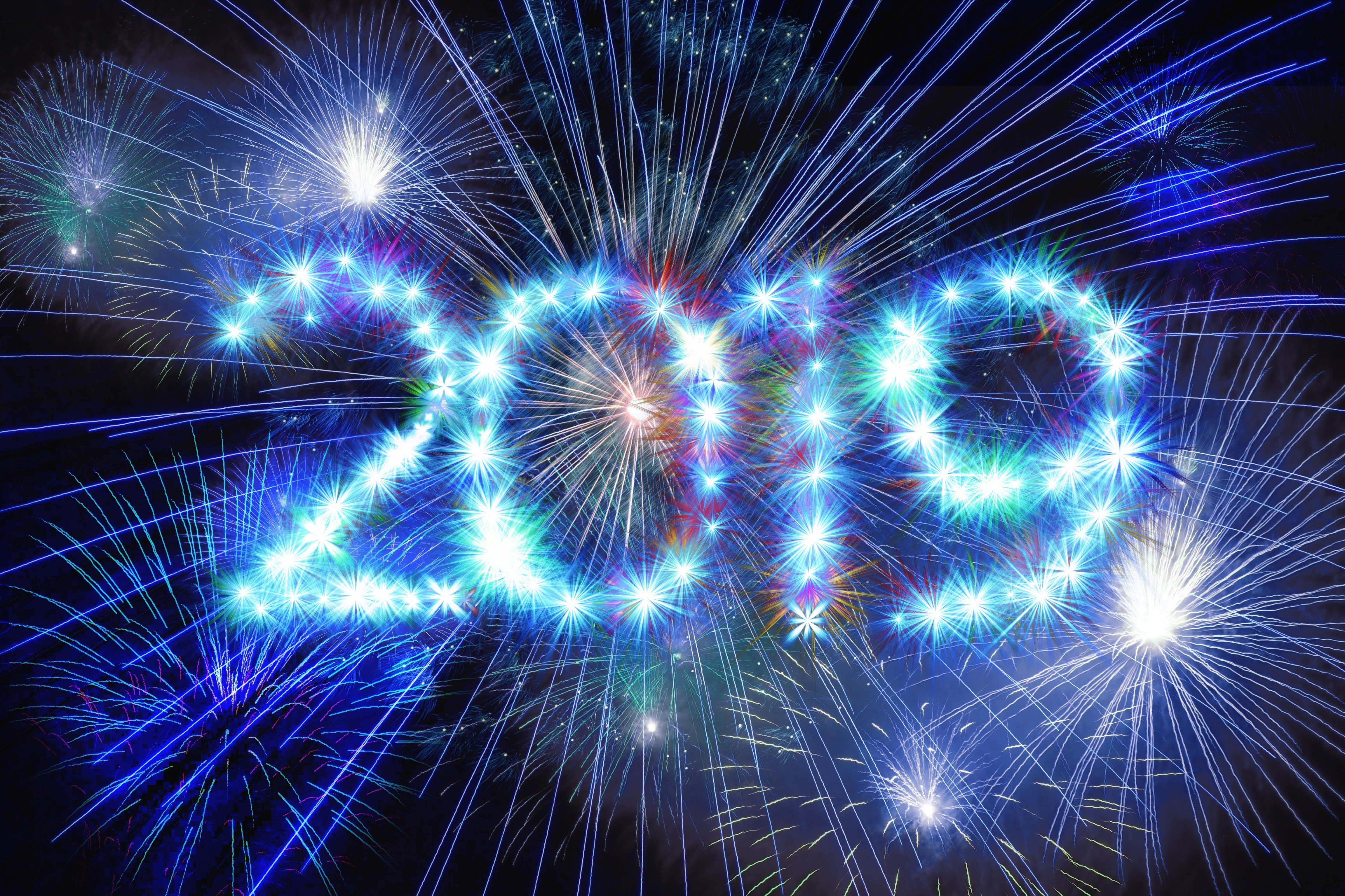2019 New Year Fireworks Display HD Wallpaper