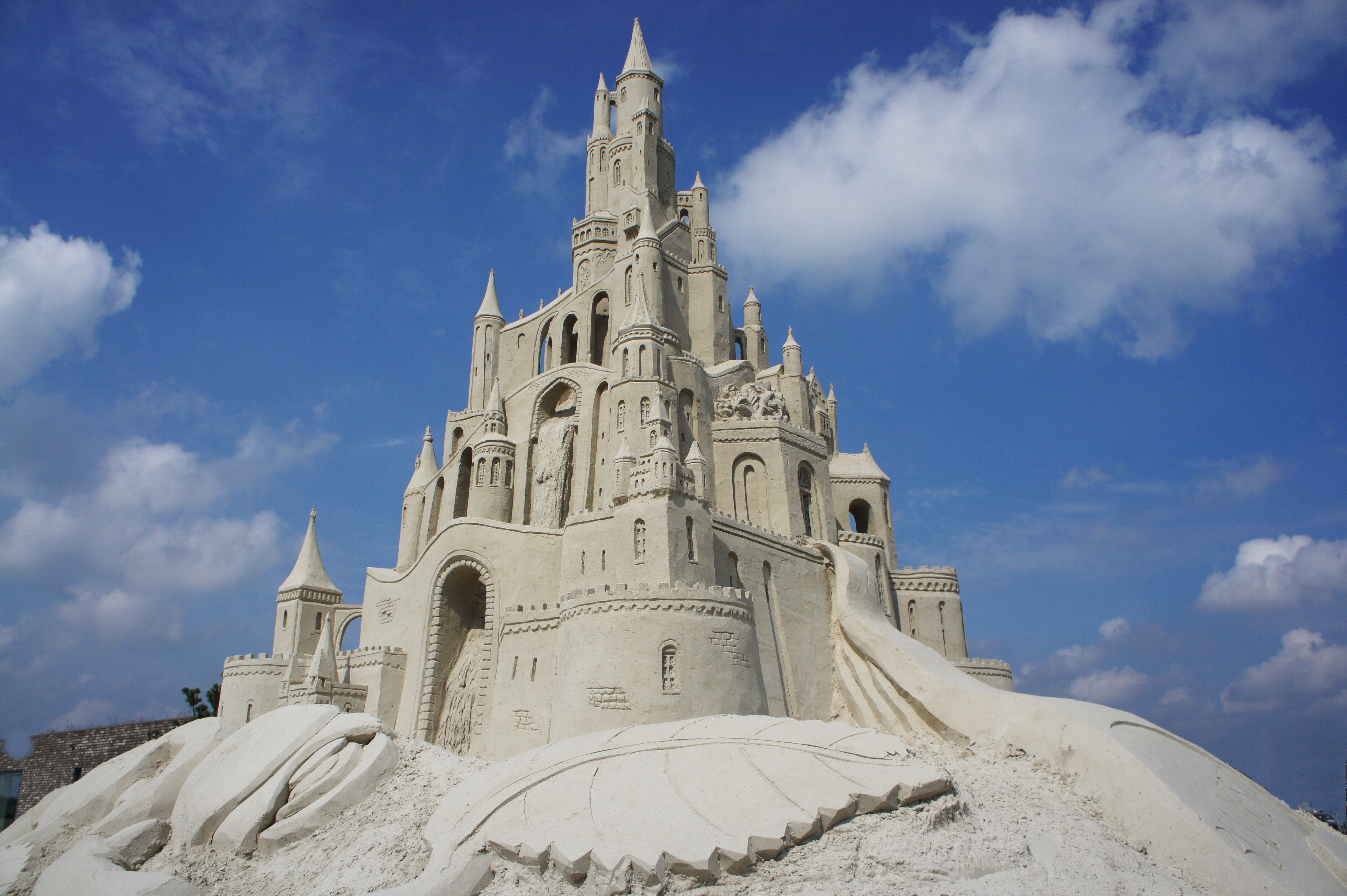 Sand Castle Under Blue Sky HD Wallpaper