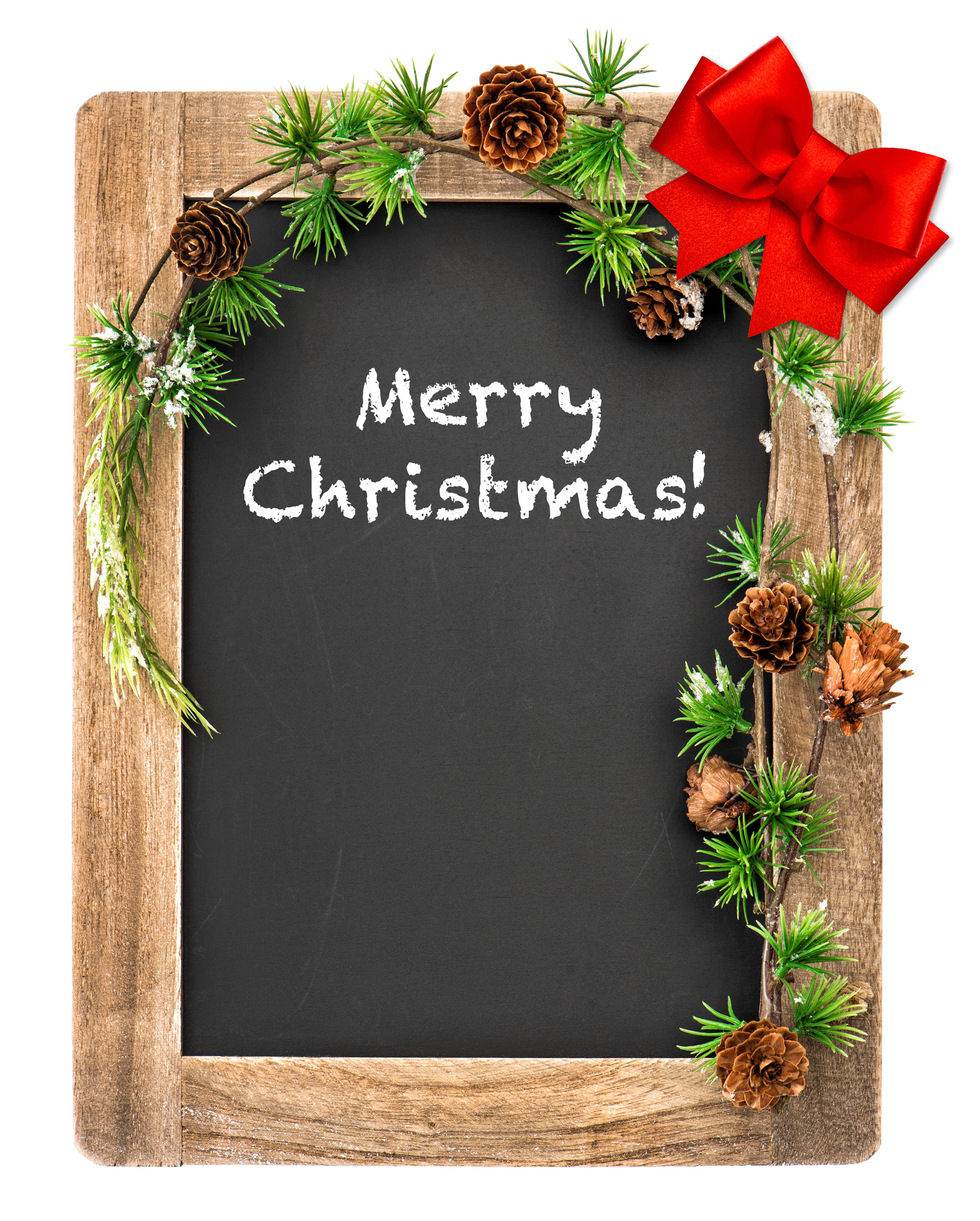 Christmas chalkboard with pine cones and red bow HD Phone Wallpaper