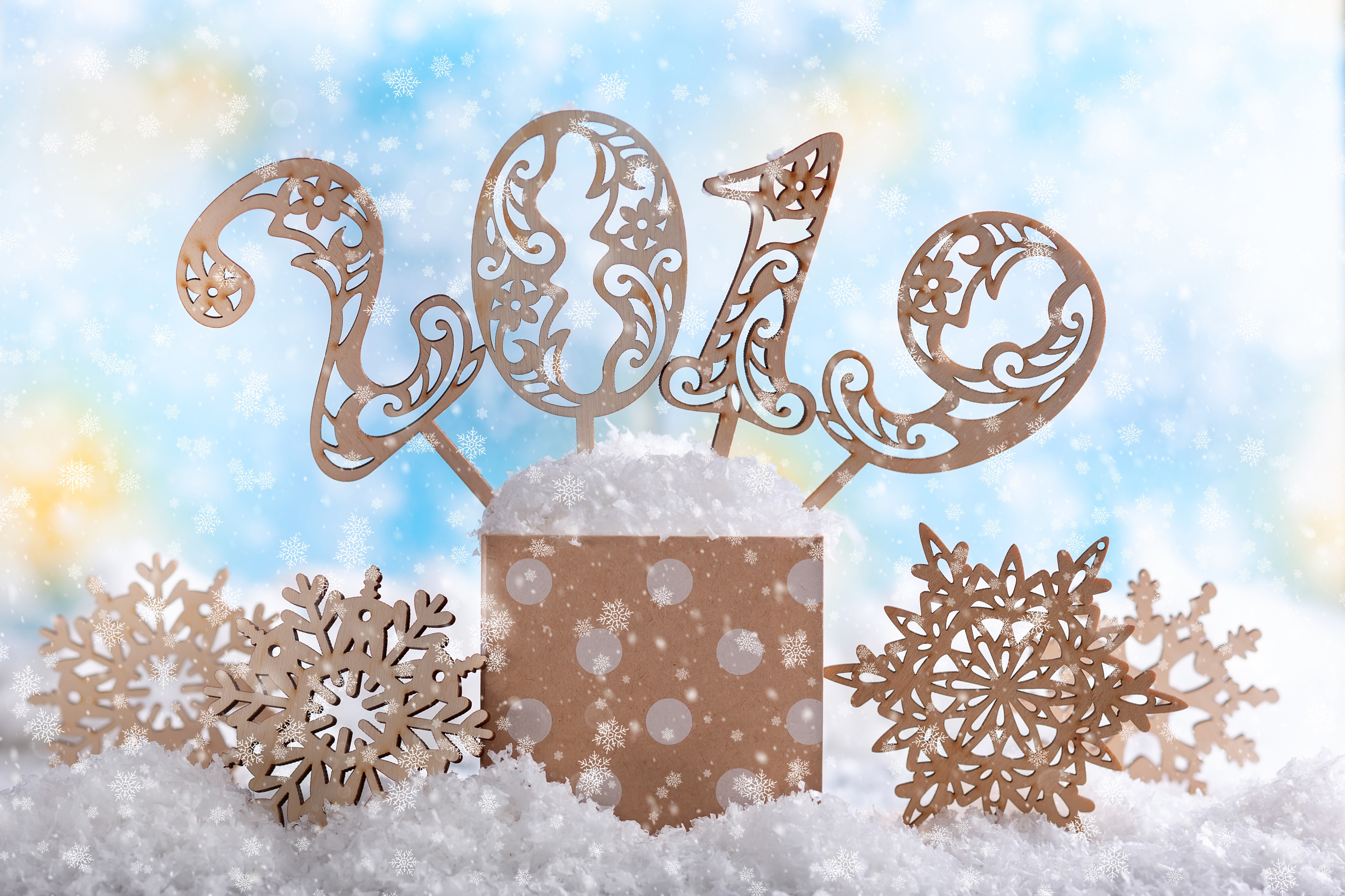 4K 2019 Christmas Snowflakes HD Wallpaper