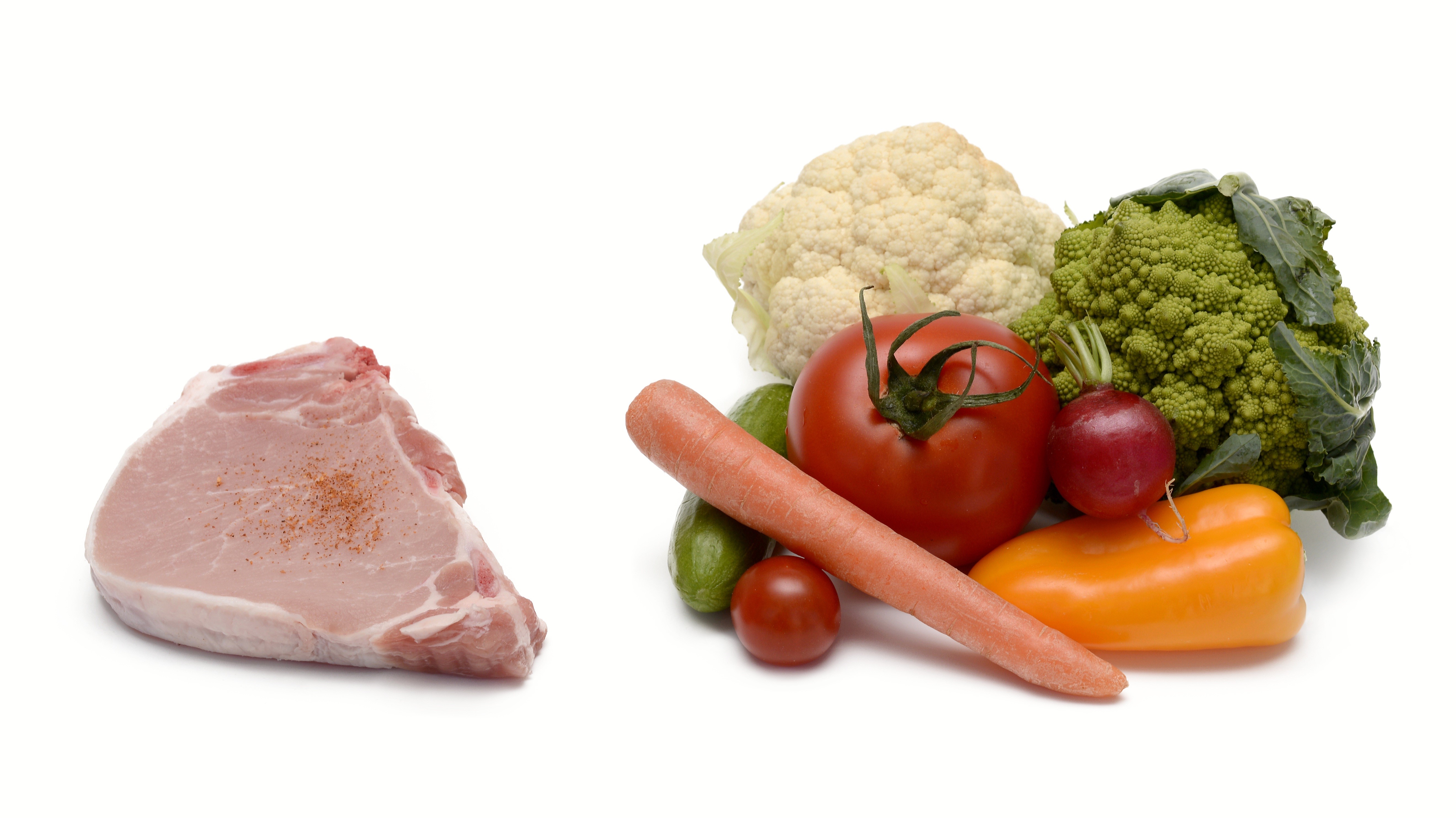 Raw Pork Chop with Assorted Vegetables HD Wallpaper