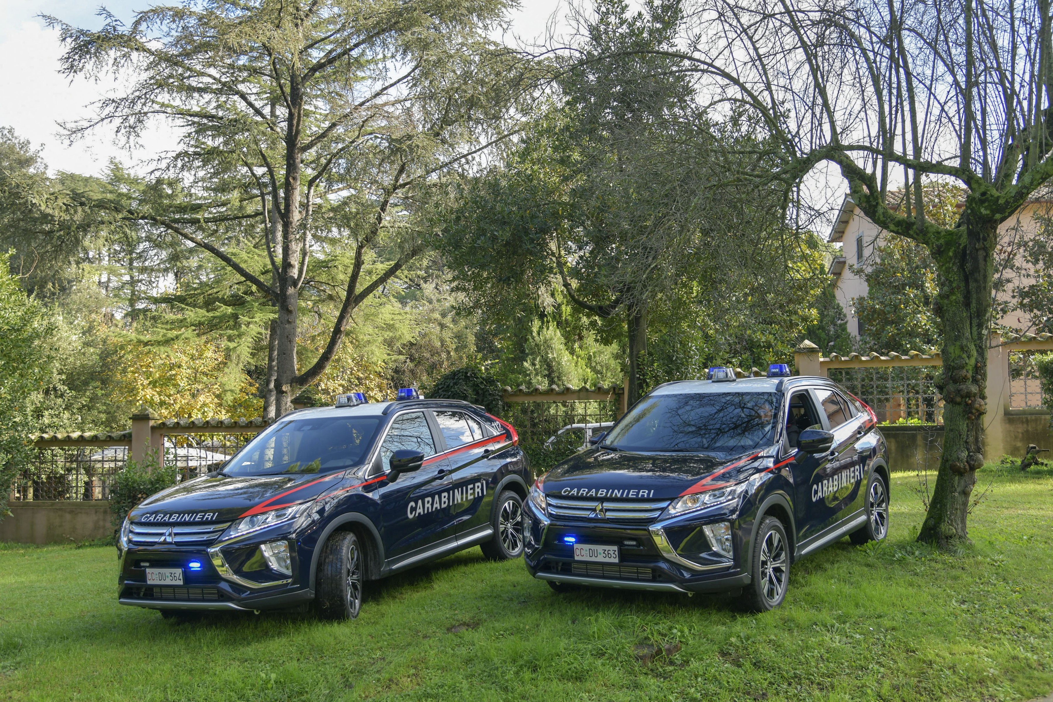 Two Mitsubishi Eclipse Cross Carabinieri cars HD Wallpaper