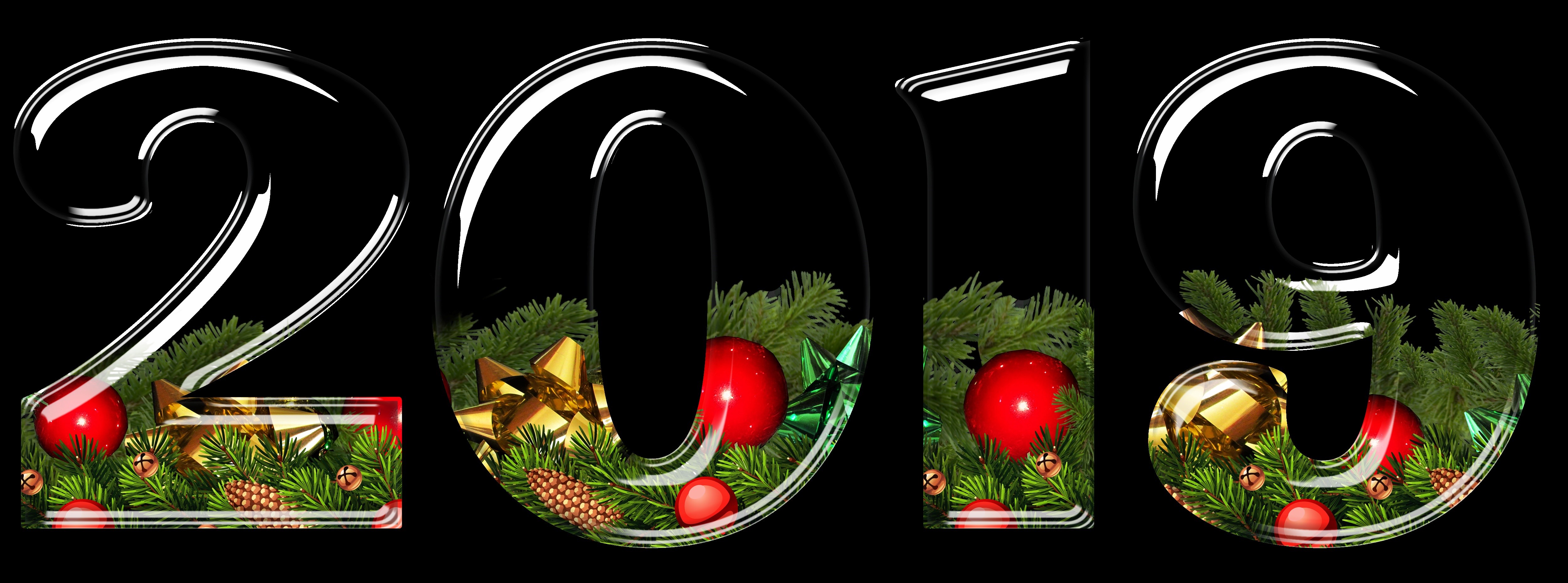 2019 Christmas decorations with pine branches and ornaments HD Wallpaper