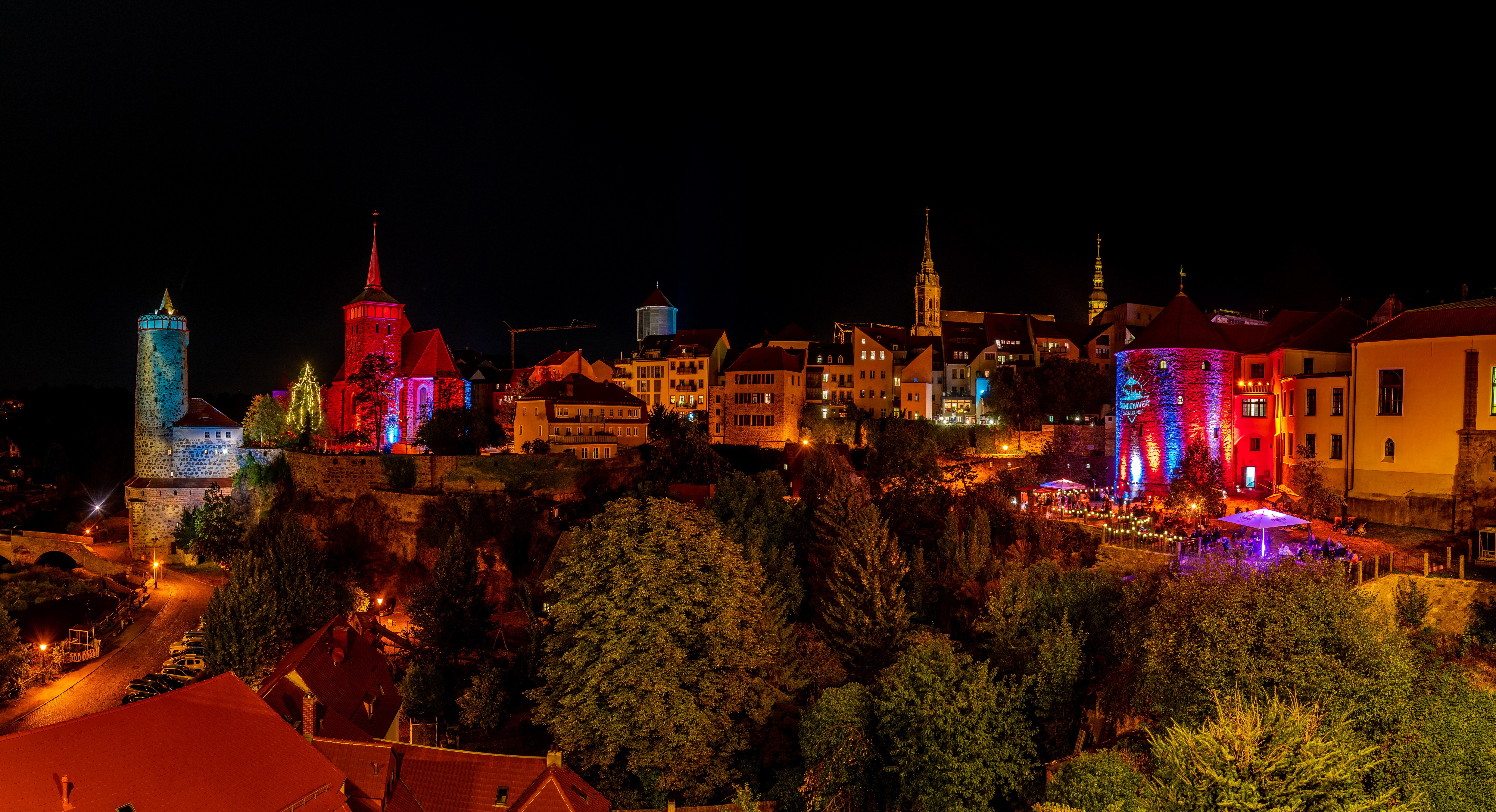 Bautzen Germany illuminated at night HD Wallpaper