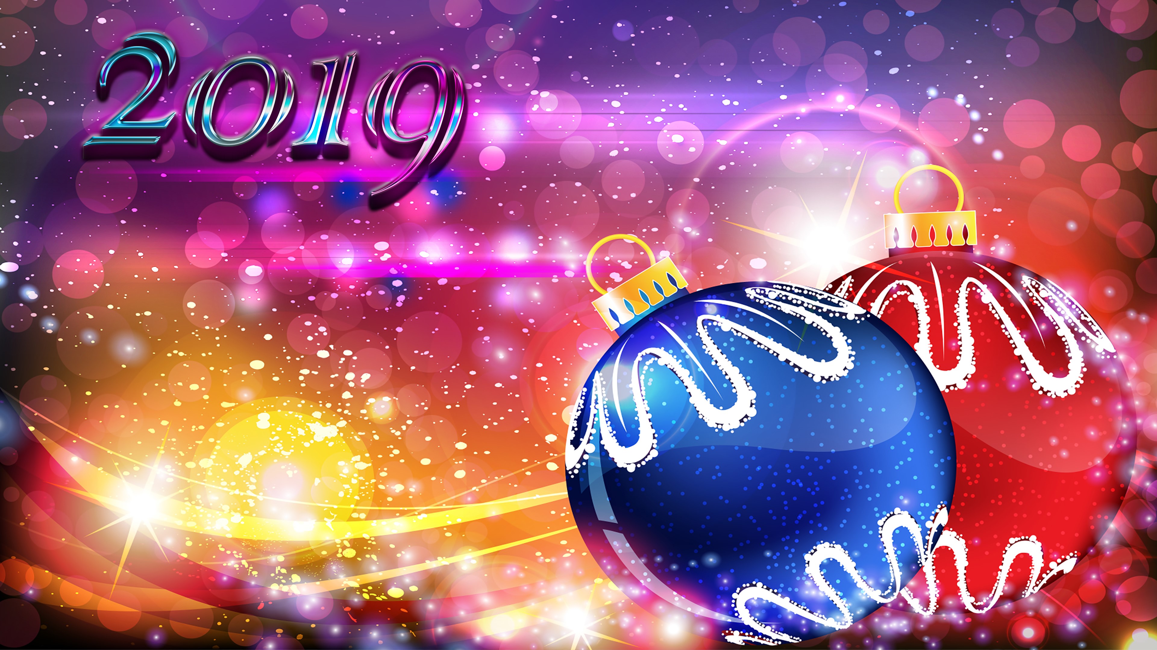 4K Christmas 2019 Ornaments HD Wallpaper
