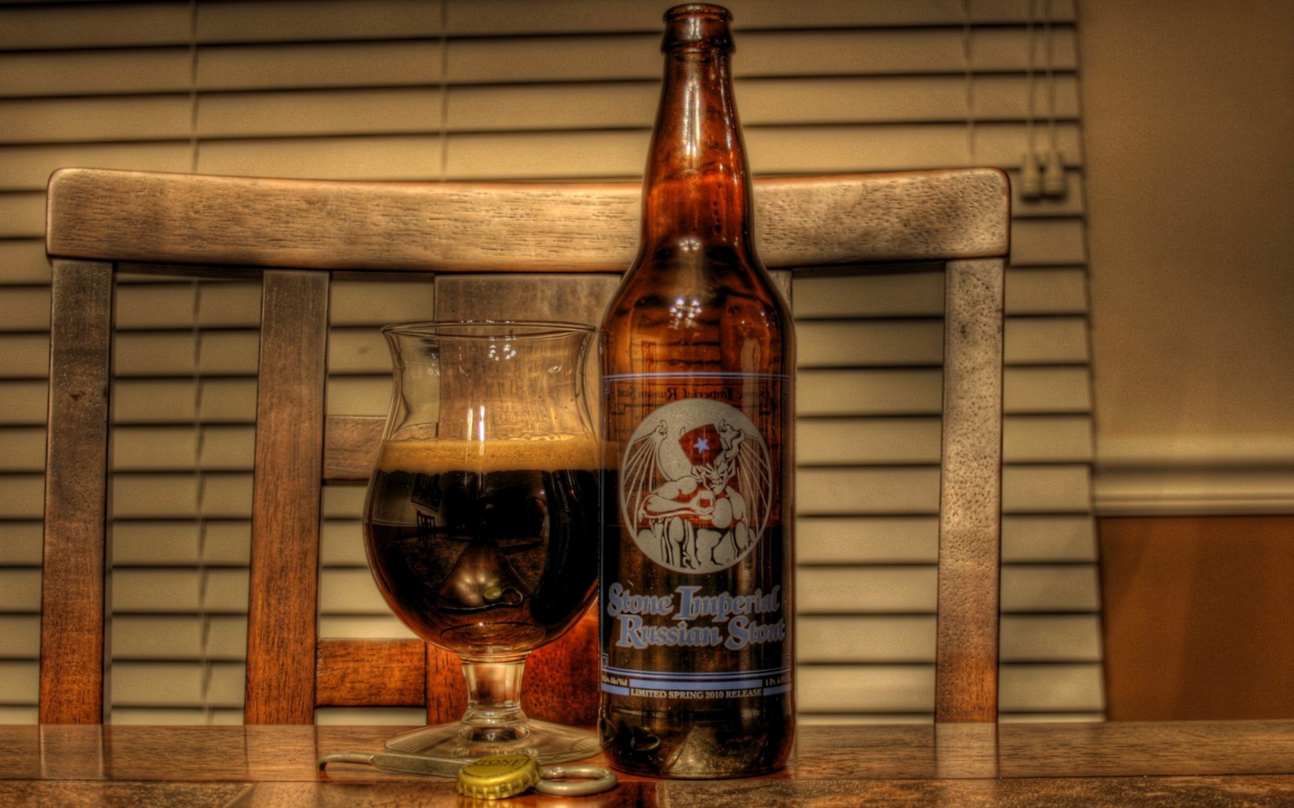 Stone Imperial Russian Stout Beer Bottle and Glass HD Wallpaper
