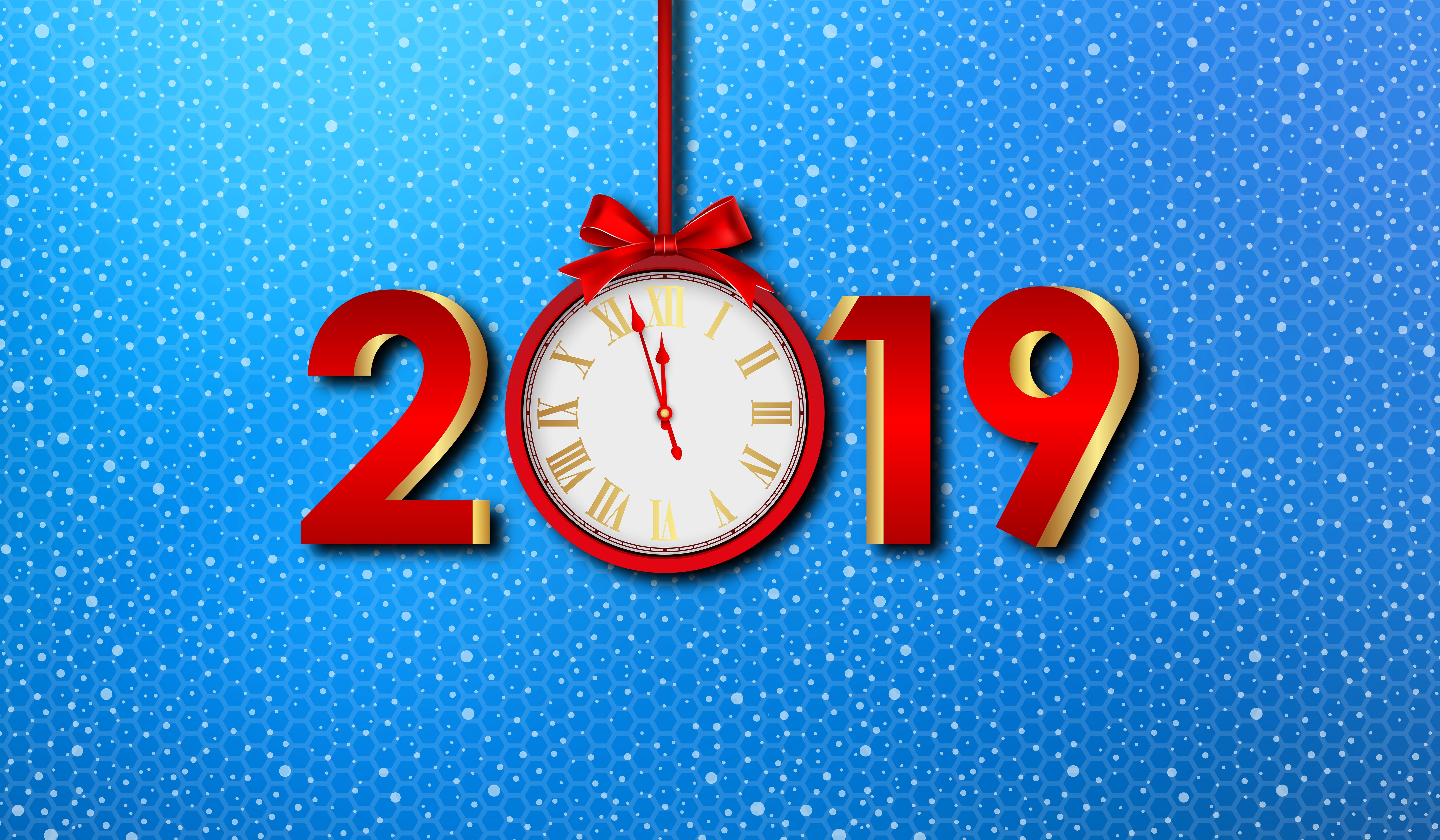 2019 New Year's Eve Clock HD Wallpaper
