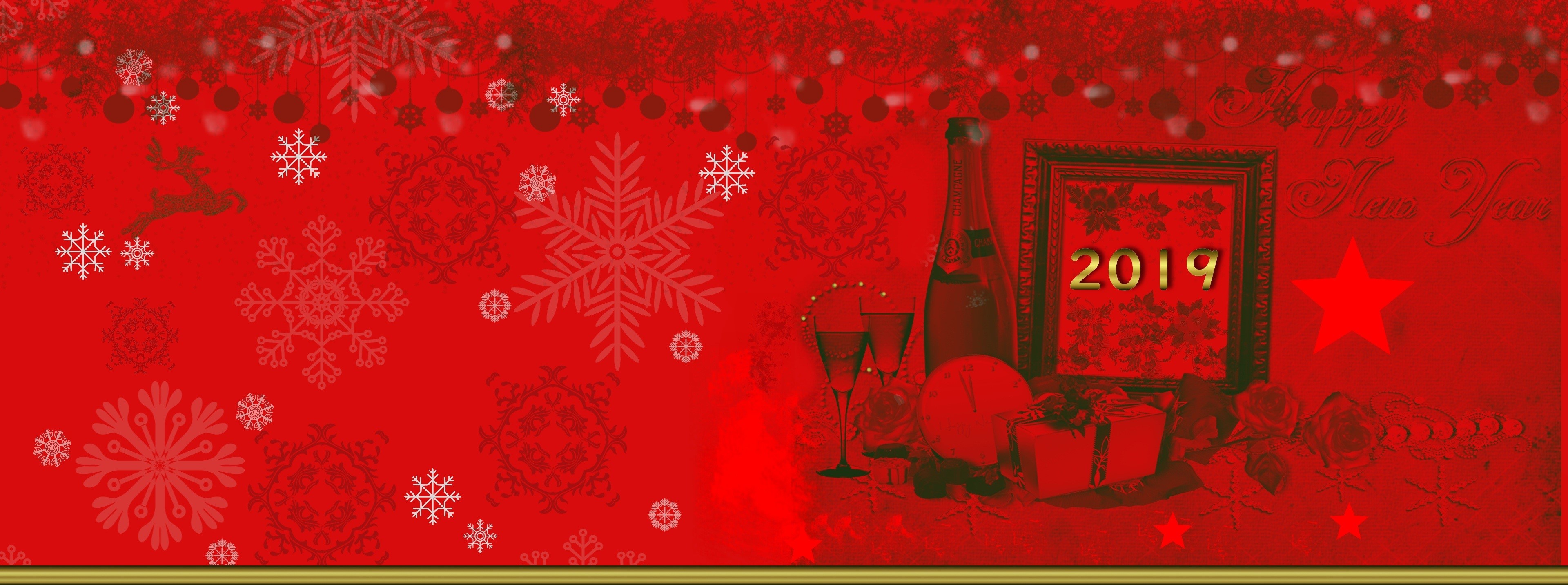 Happy New Year 2019 Christmas Celebration HD Wallpaper