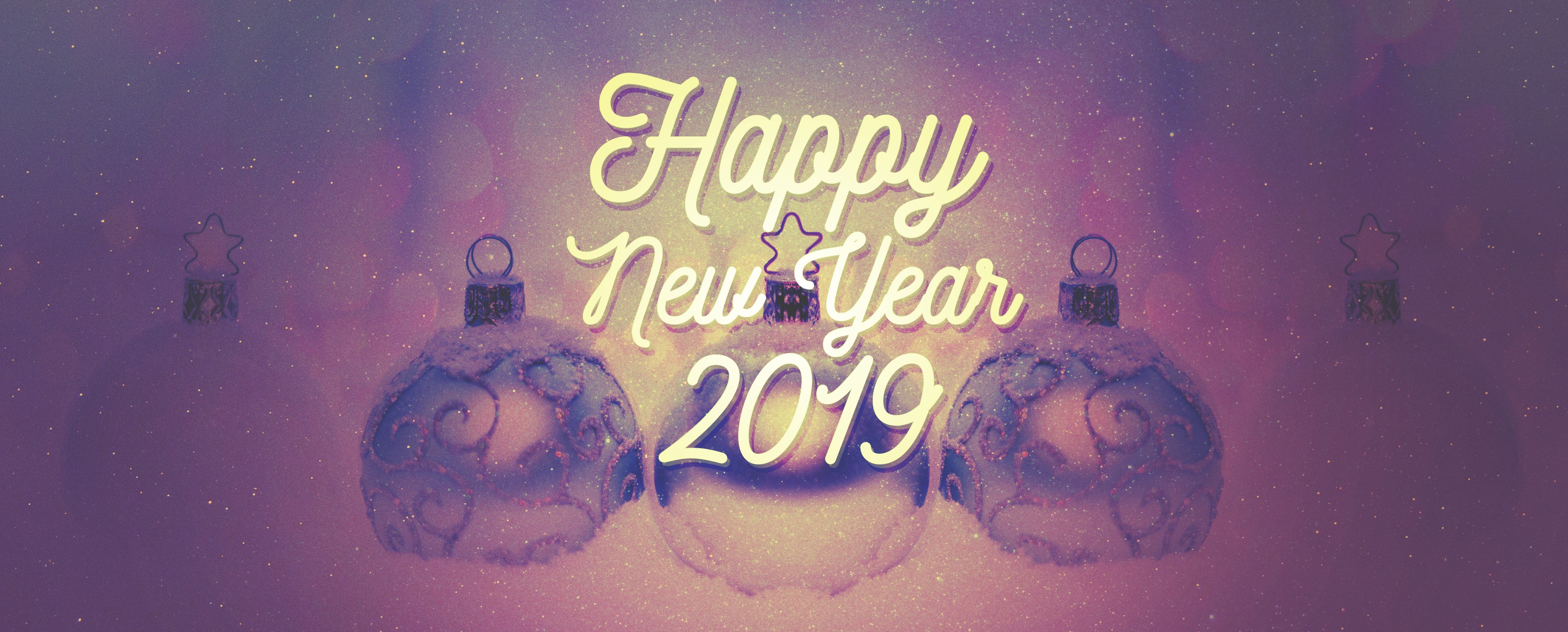 Happy New Year 2019 Christmas Ornaments HD Wallpaper
