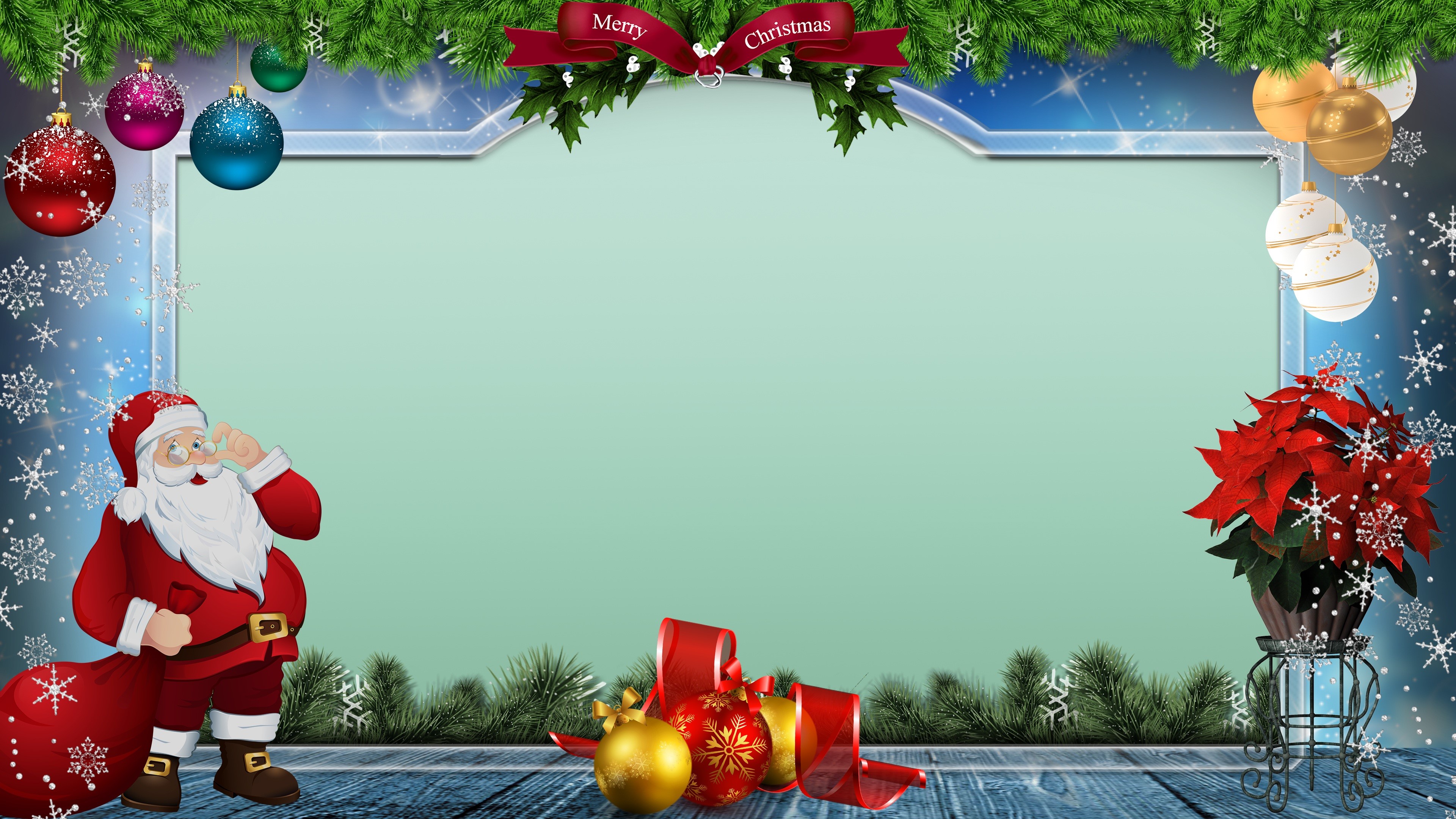 Christmas Greeting Card Template with Santa Claus HD Wallpaper