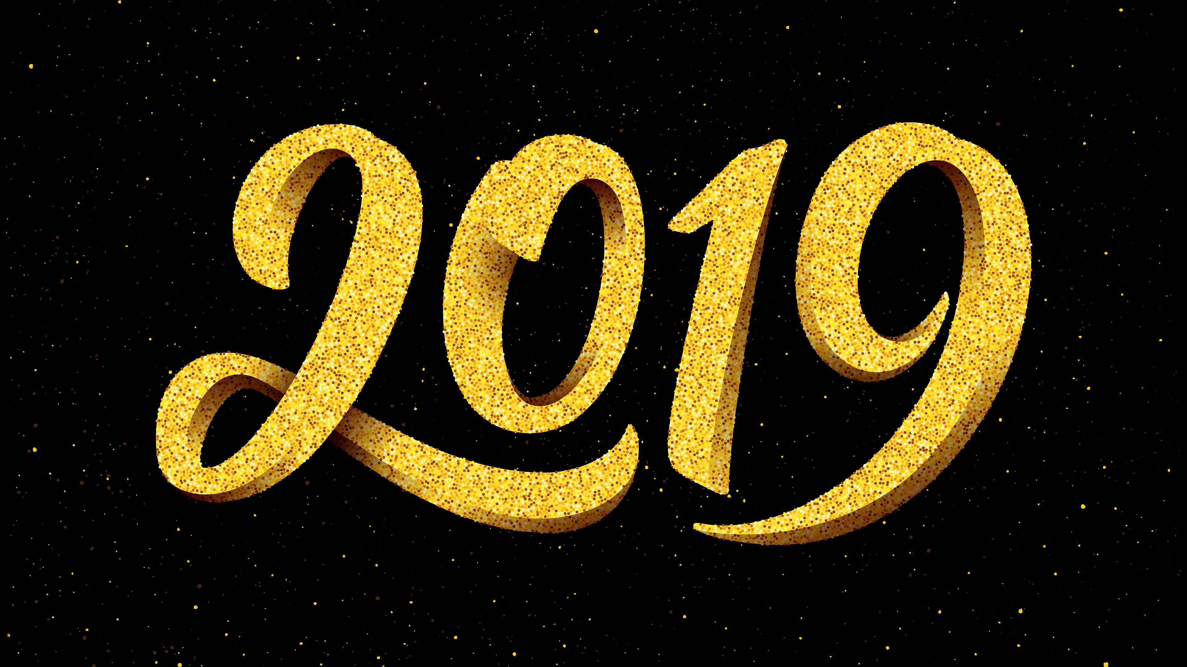 2019 Golden Glitter Text HD Wallpaper