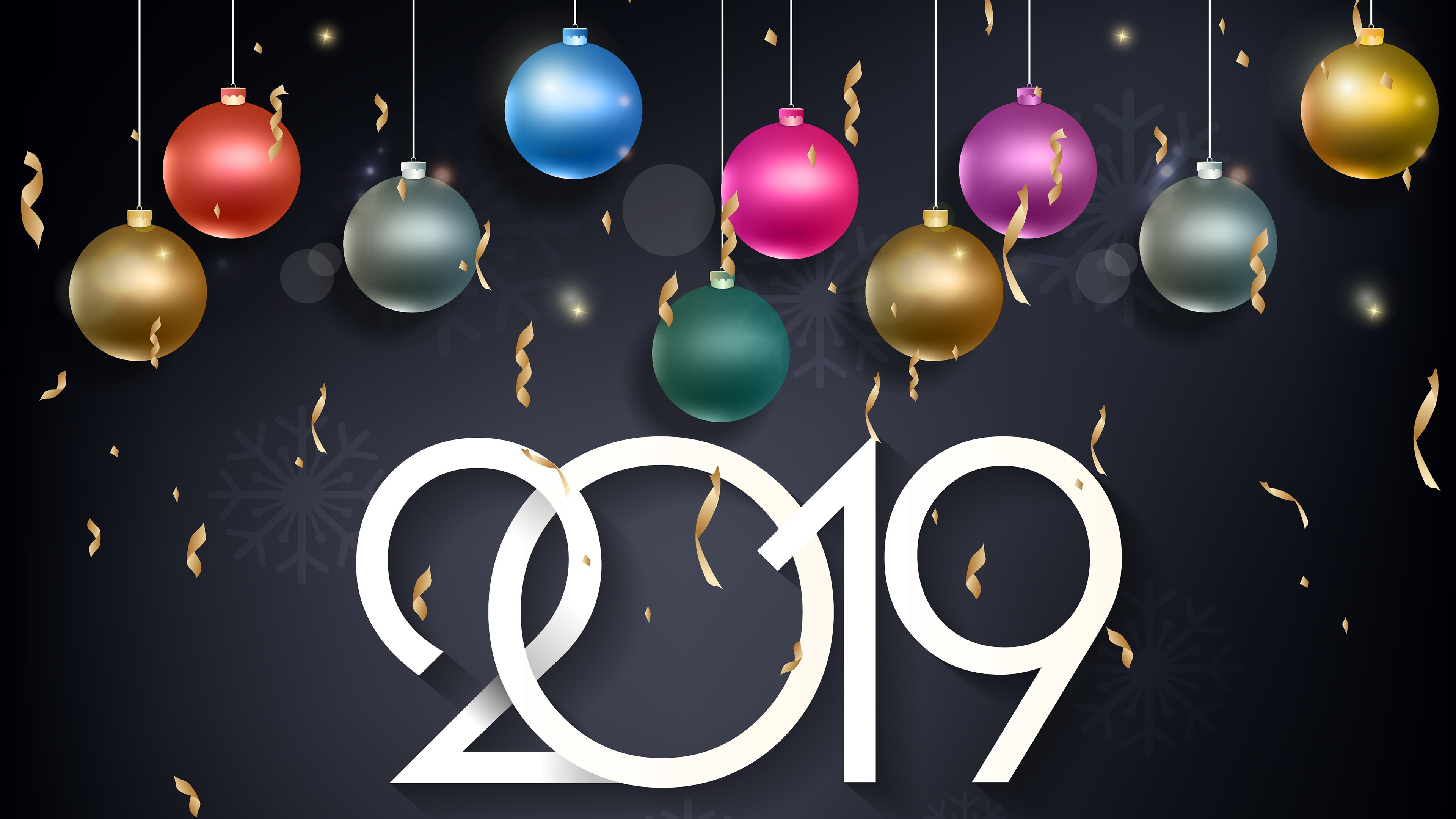 4K 2019 New Year's Eve Ornaments HD Wallpaper