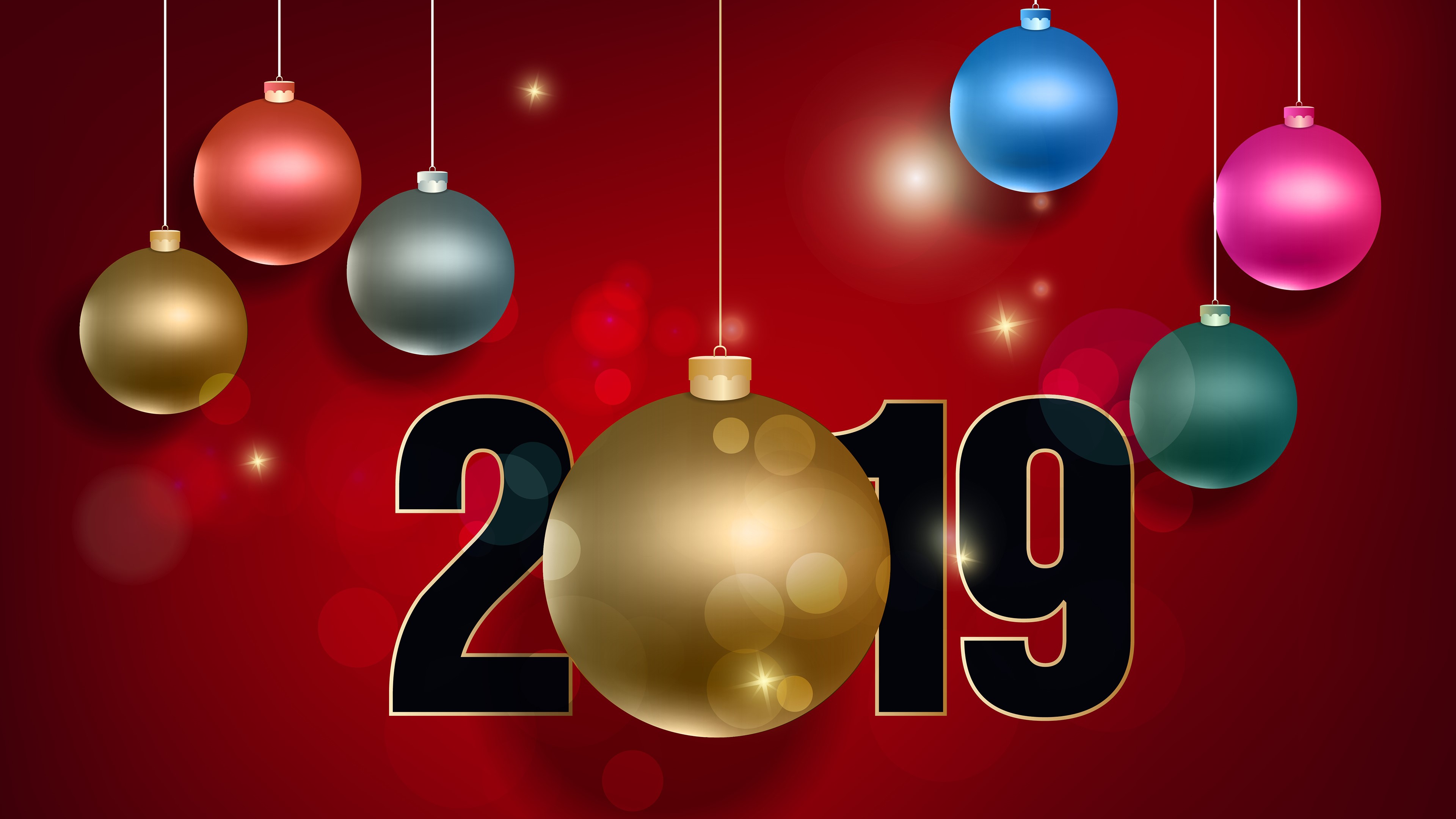 2019 New Year's Eve Christmas Ornaments HD Wallpaper