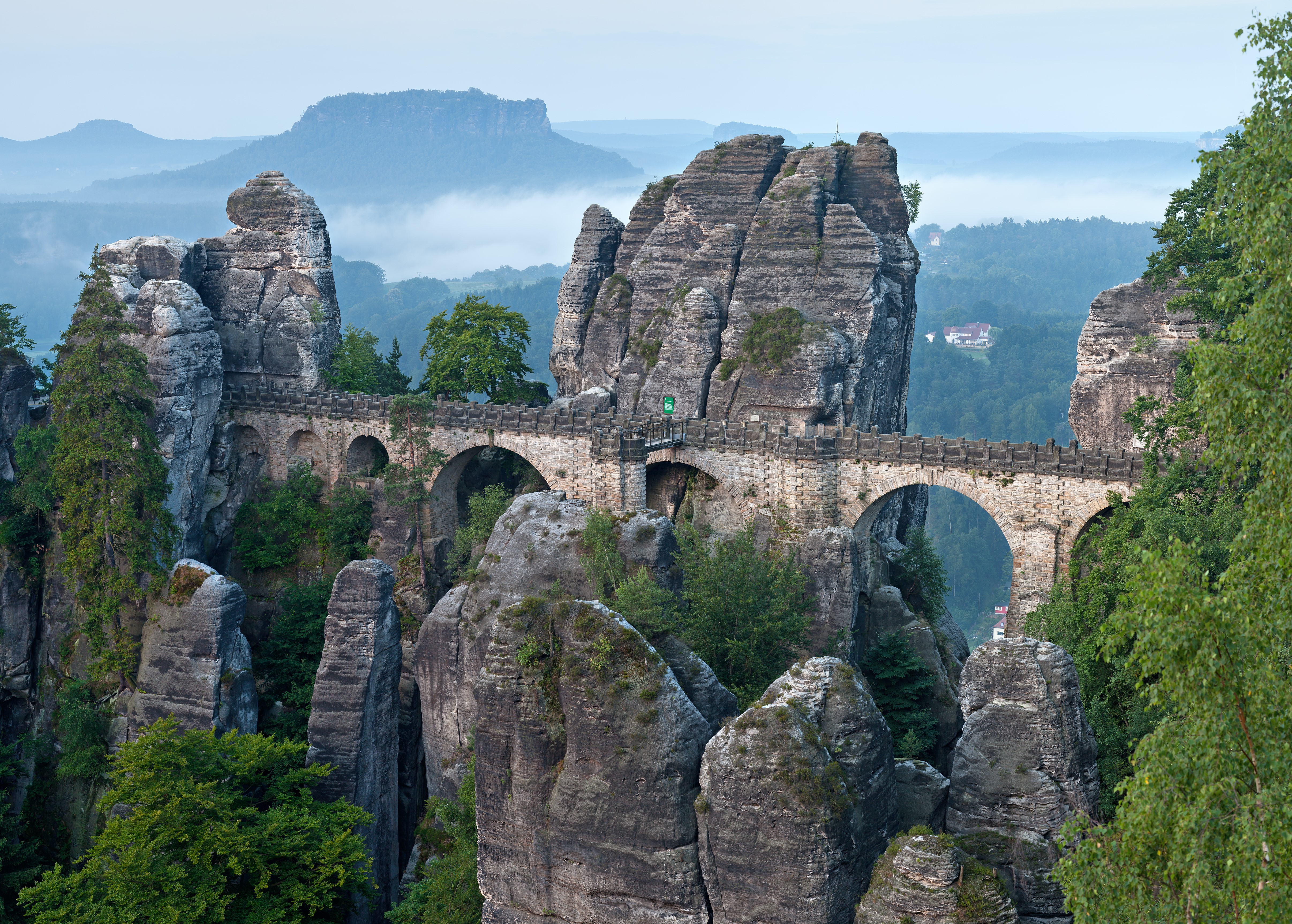 Bastei Bridge in Saxon Switzerland National Park, Germany HD Wallpaper