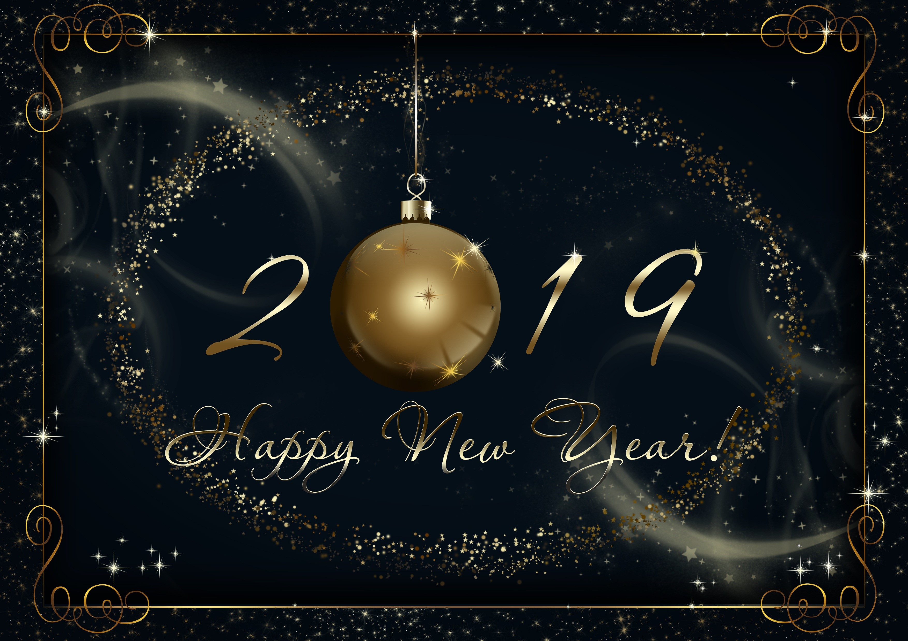Happy New Year 2019 Greeting Card HD Wallpaper