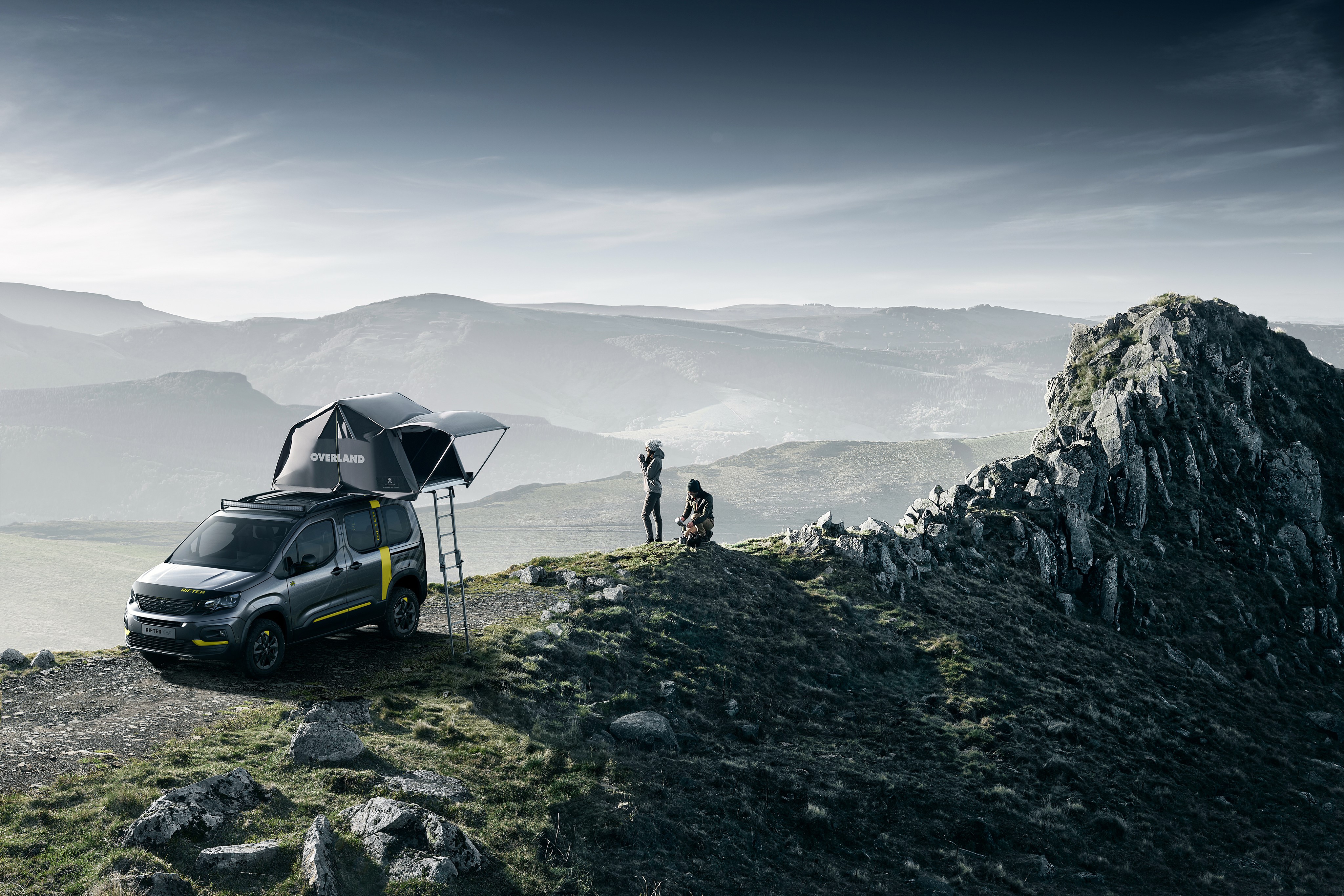 Peugeot Overland Camper Van with Rooftop Tent HD Wallpaper