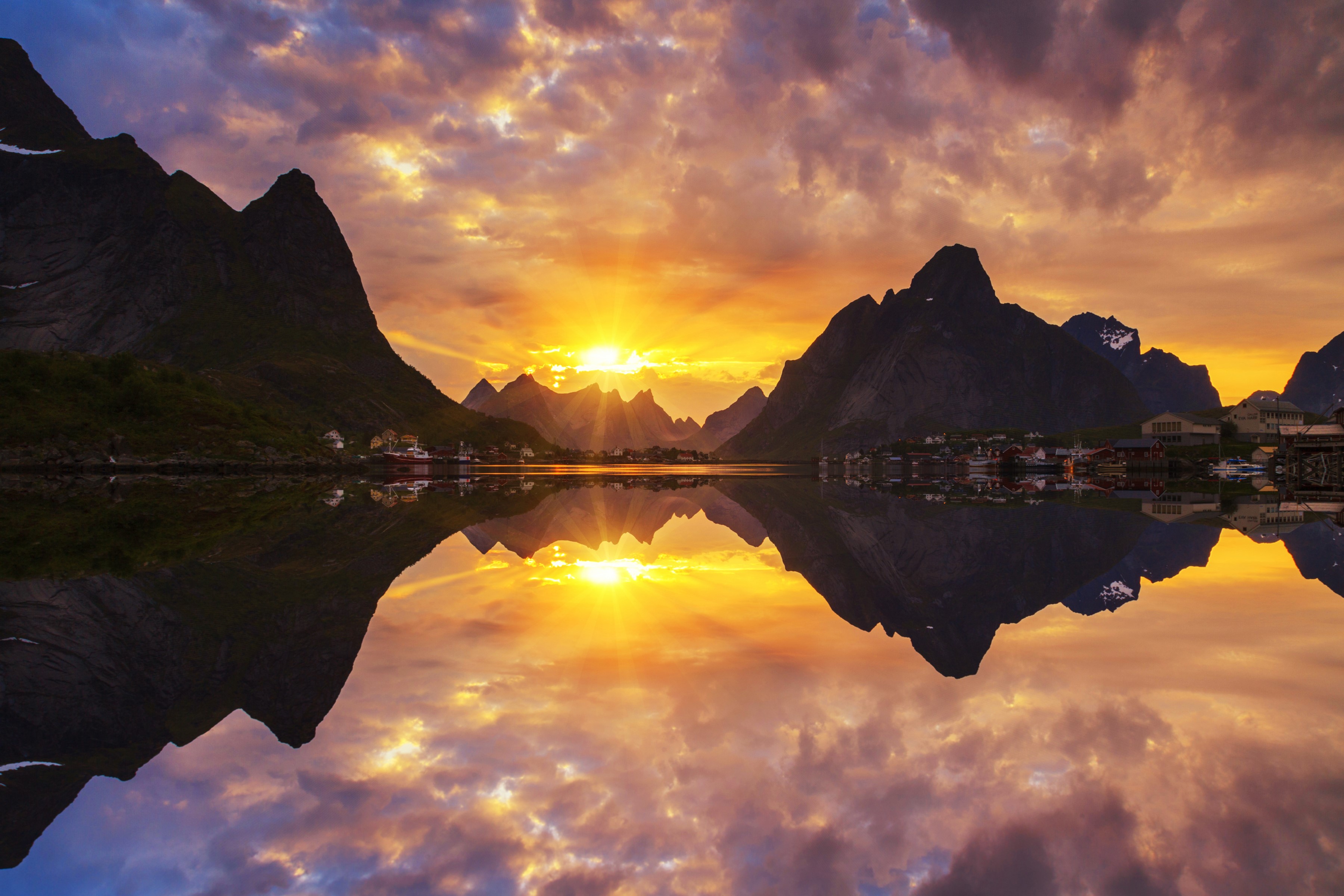 Sunset over Lofoten Islands, Norway HD Wallpaper
