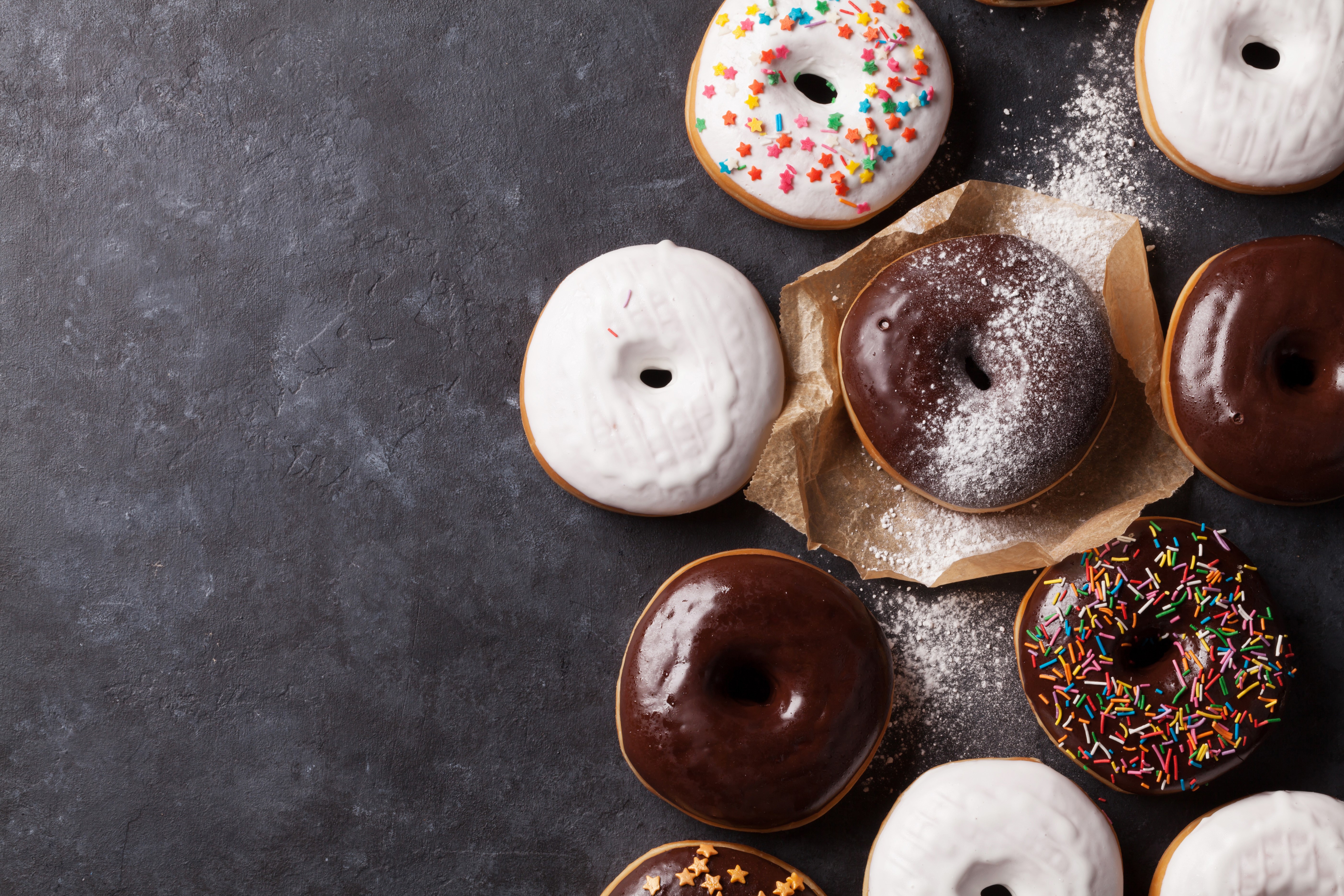 Assorted Donuts with Chocolate and White Glaze HD Wallpaper