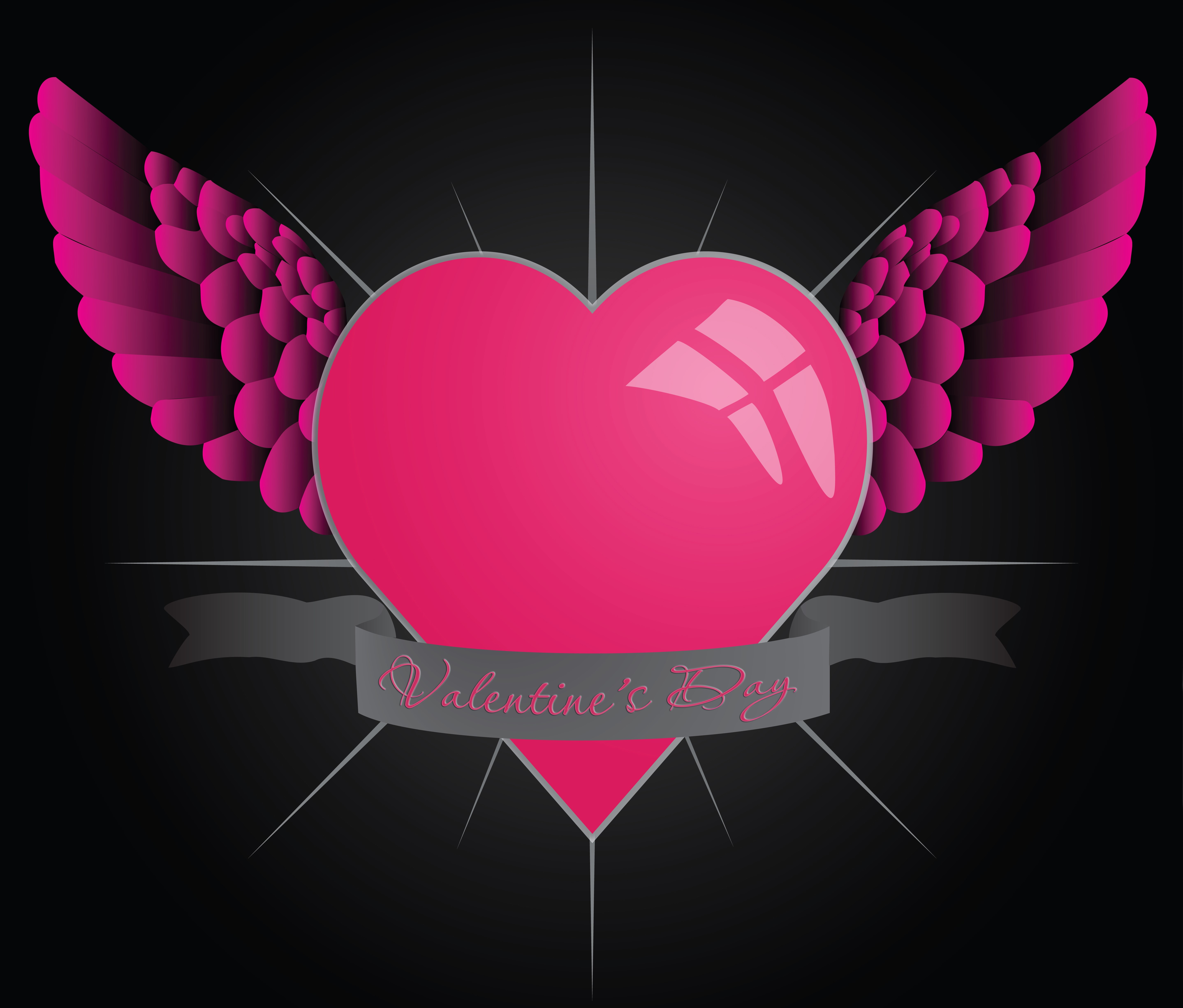 Valentine's Day Heart with Wings HD Wallpaper
