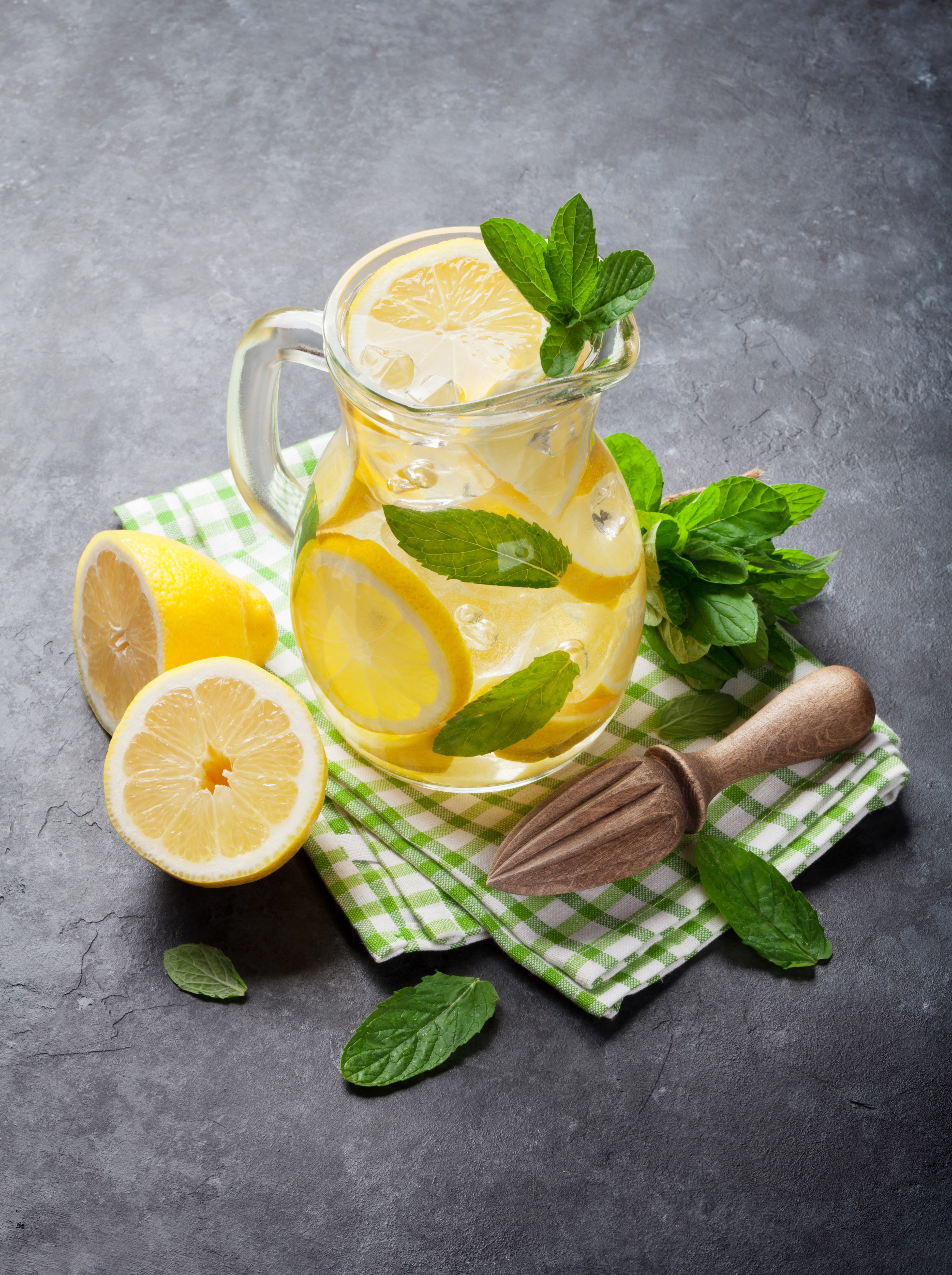 Pitcher of Lemonade with Lemons and Mint HD Phone Wallpaper