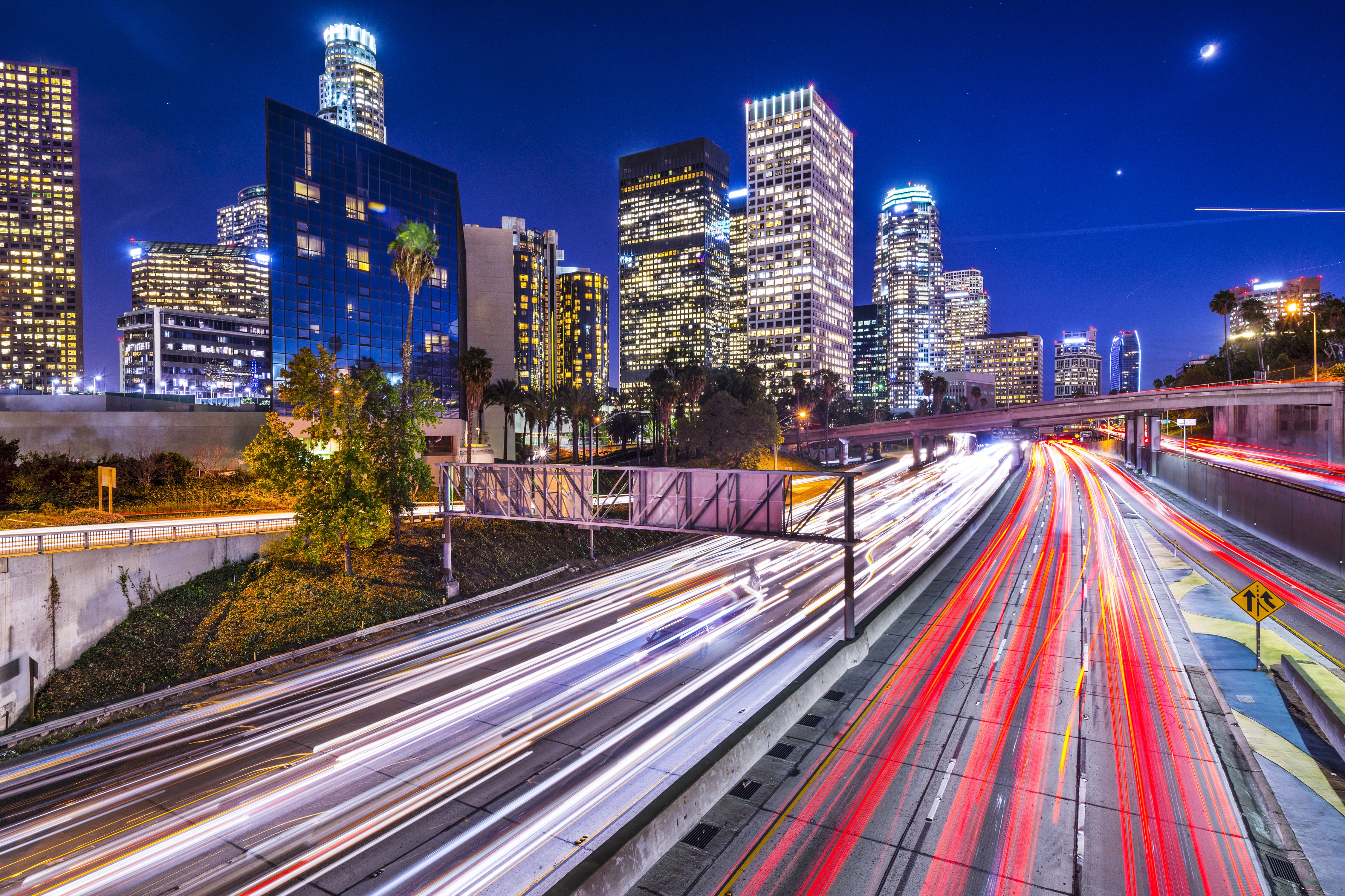 4K Los Angeles Night Highway Motion HD Wallpaper