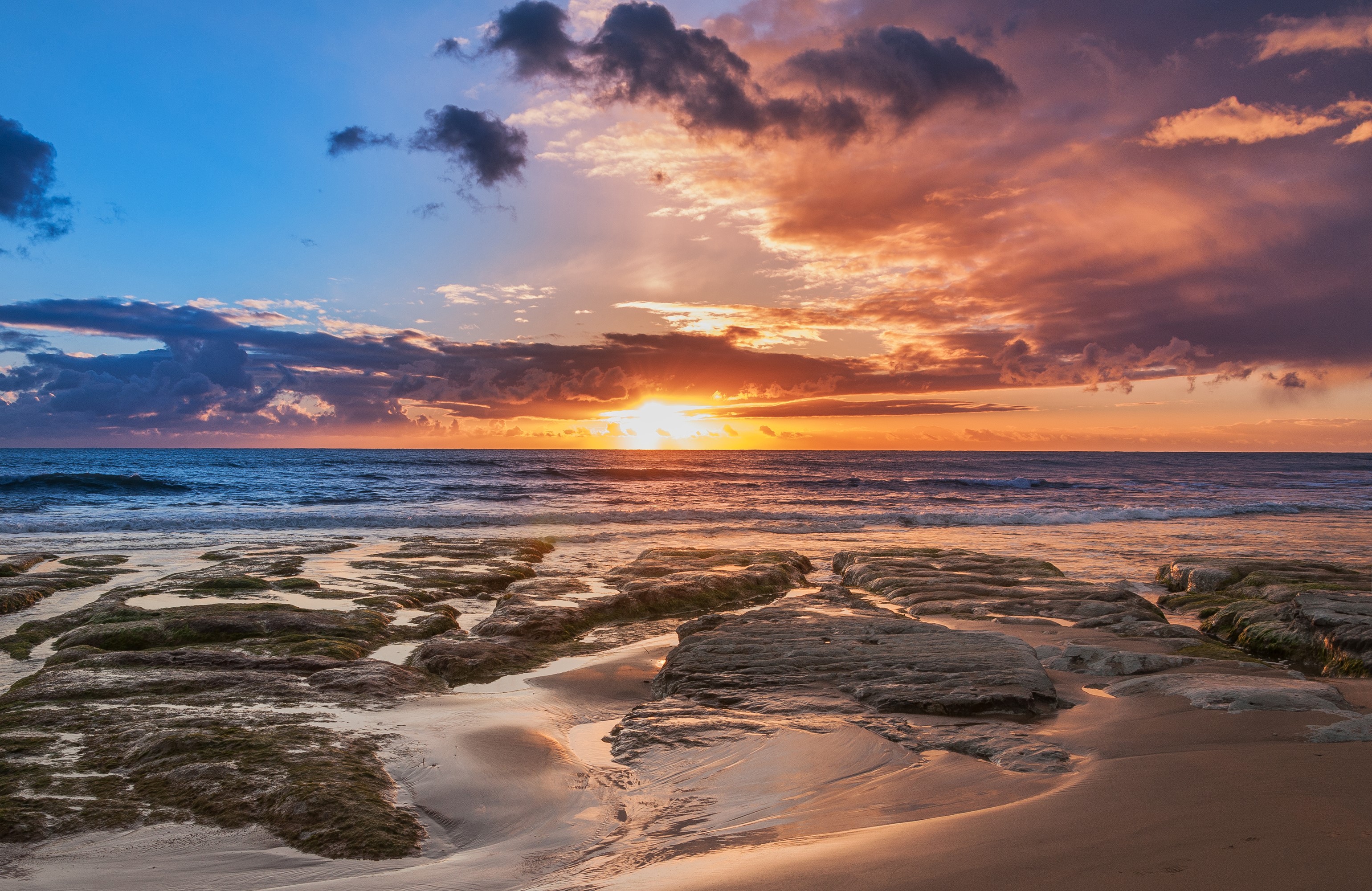 Sunset over the rocky coast of Sicily HD Wallpaper