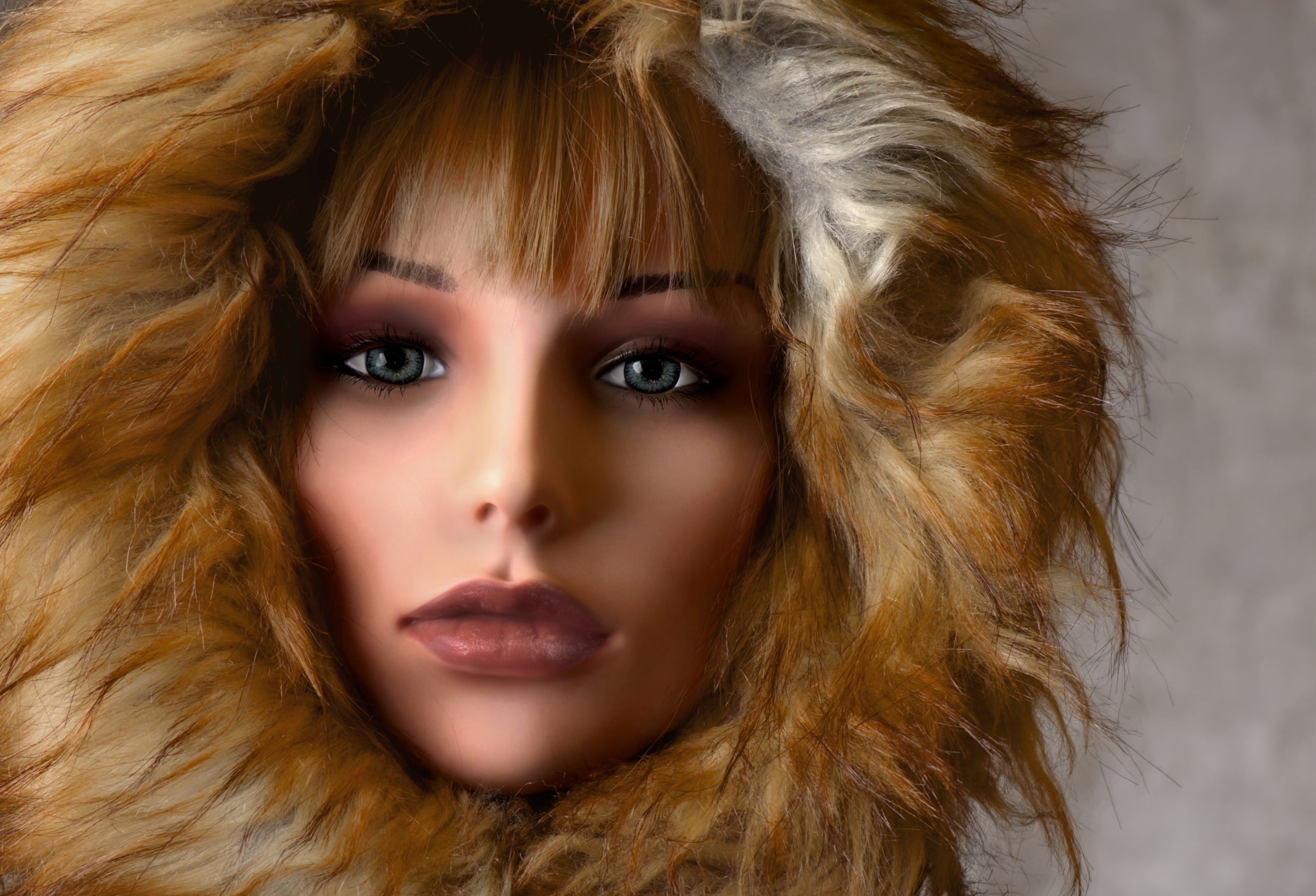 Woman with fur hood HD Wallpaper