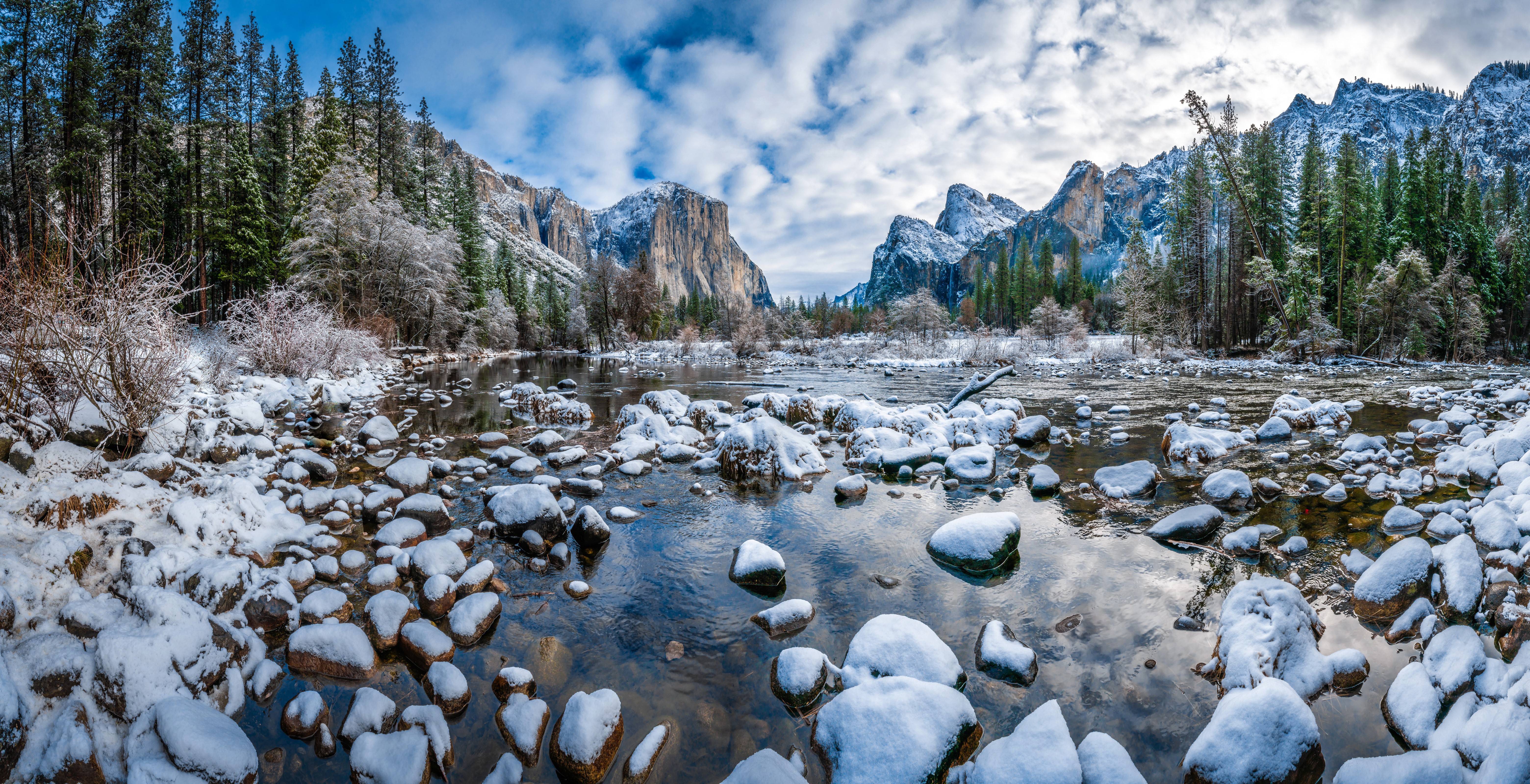 Yosemite National Park Mountains in Winter HD Wallpaper