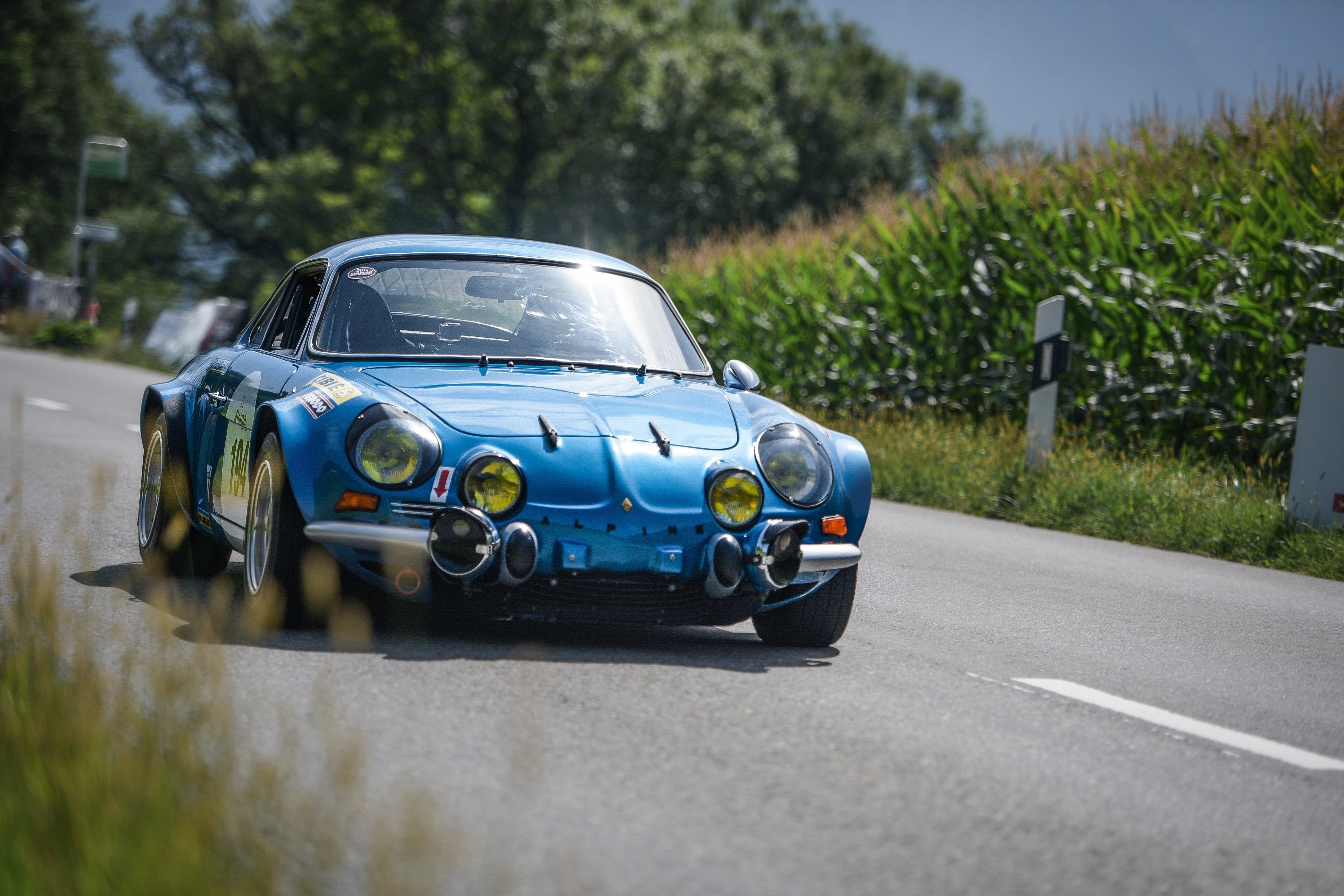 Blue Alpine A110 rally car HD Wallpaper
