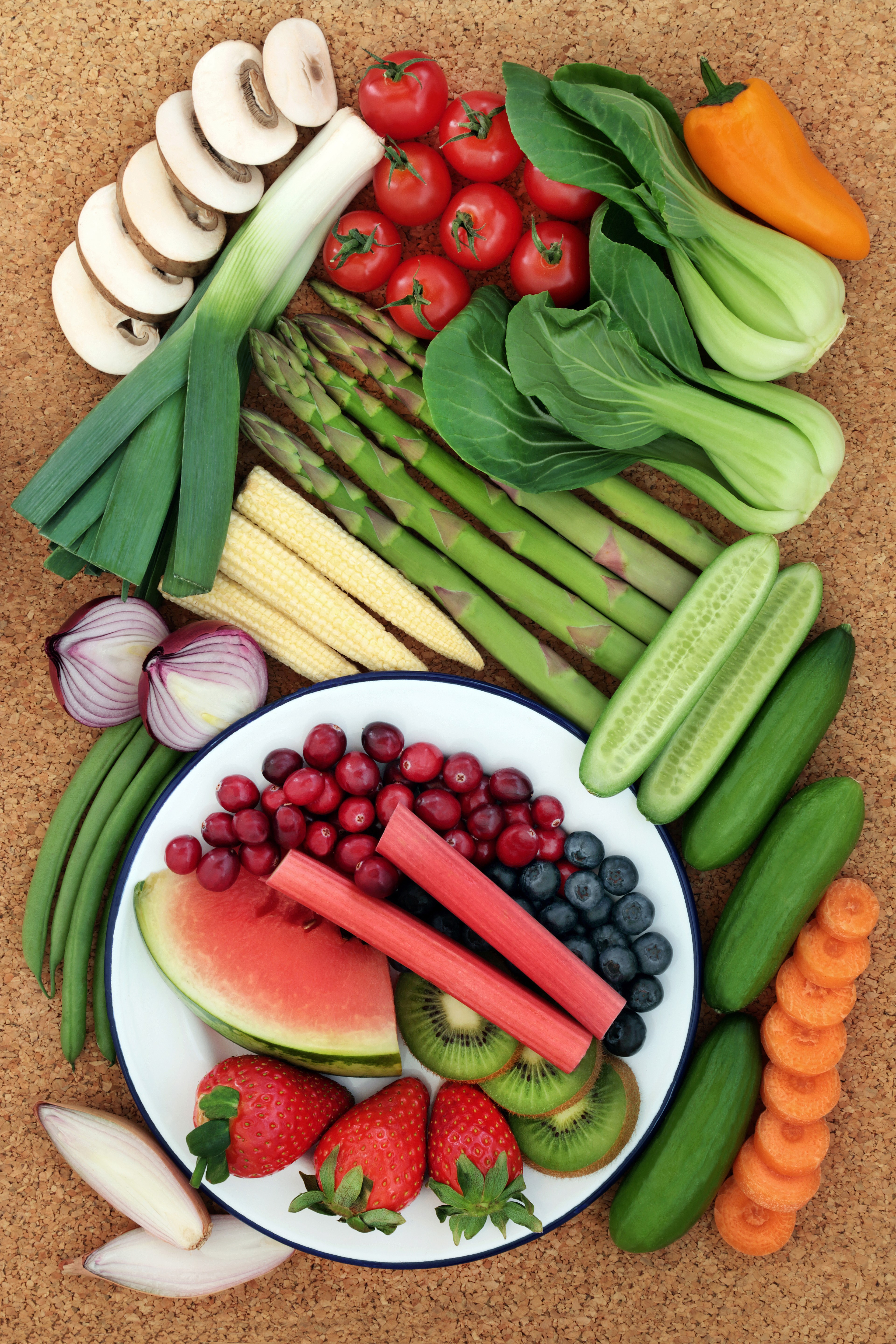 Assortment of Fresh Fruits and Vegetables HD Phone Wallpaper