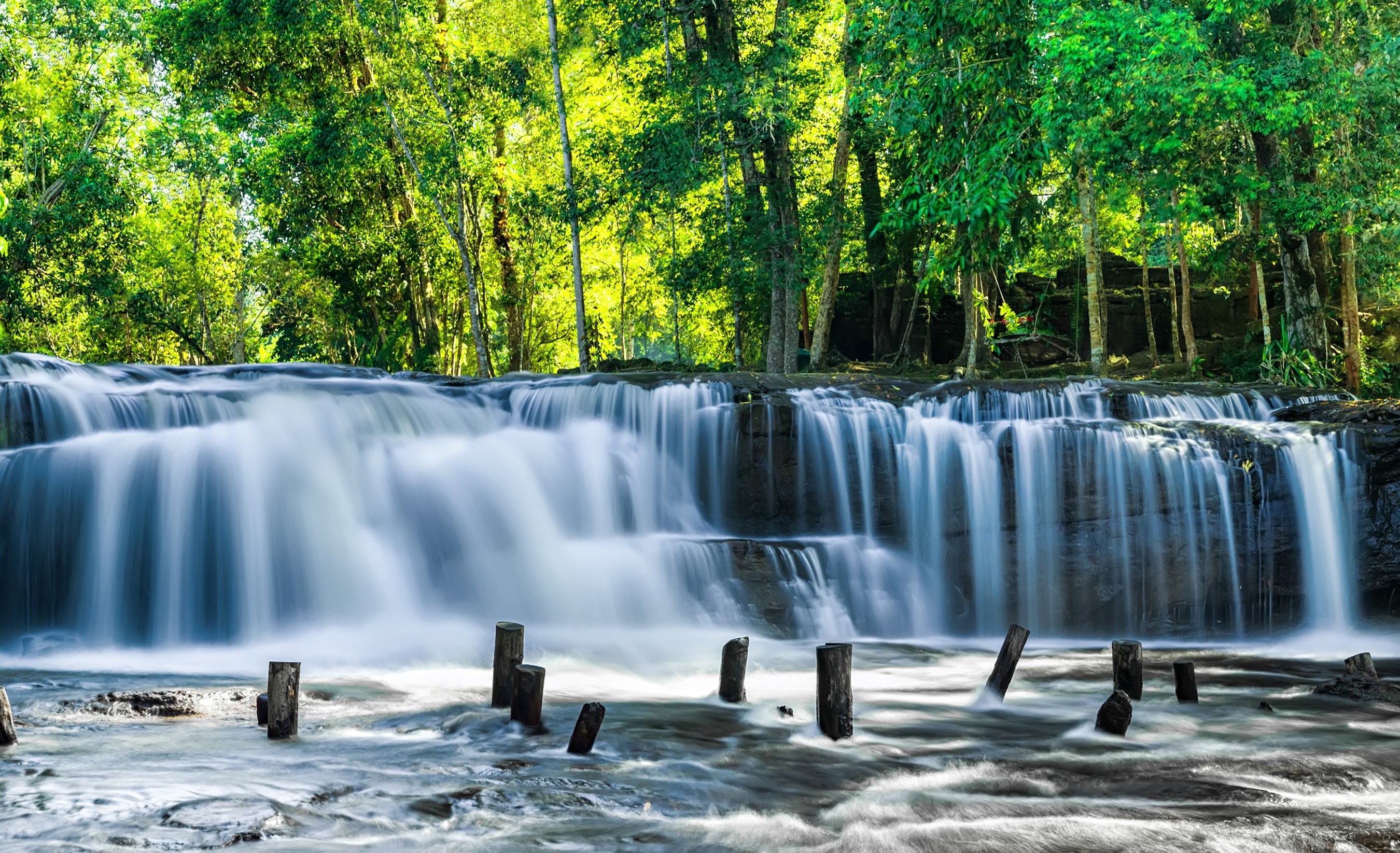 Waterfall in Kulen National Park, Cambodia HD Wallpaper