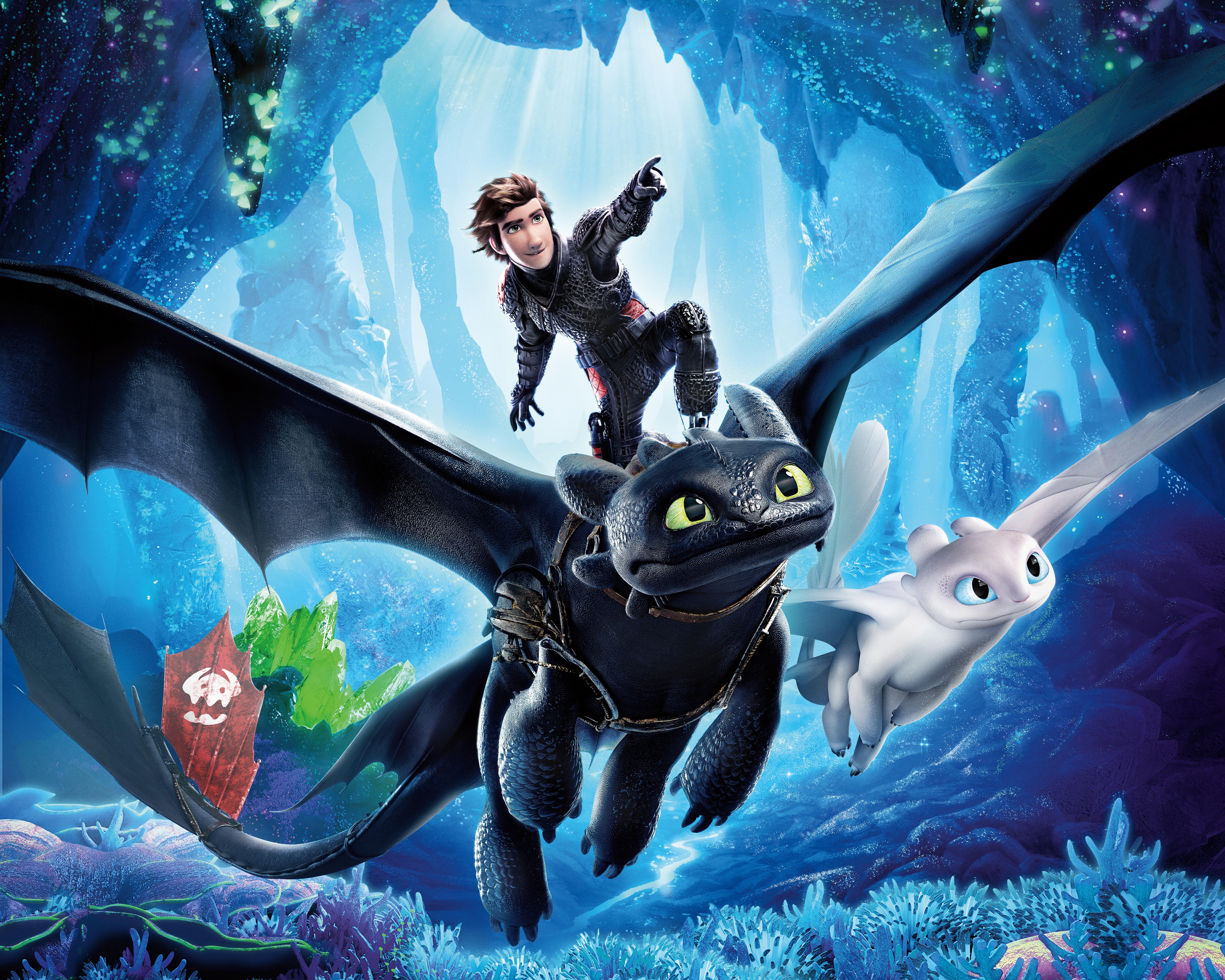 Hiccup and Toothless from How to Train Your Dragon 3 The Hidden World flying HD Wallpaper