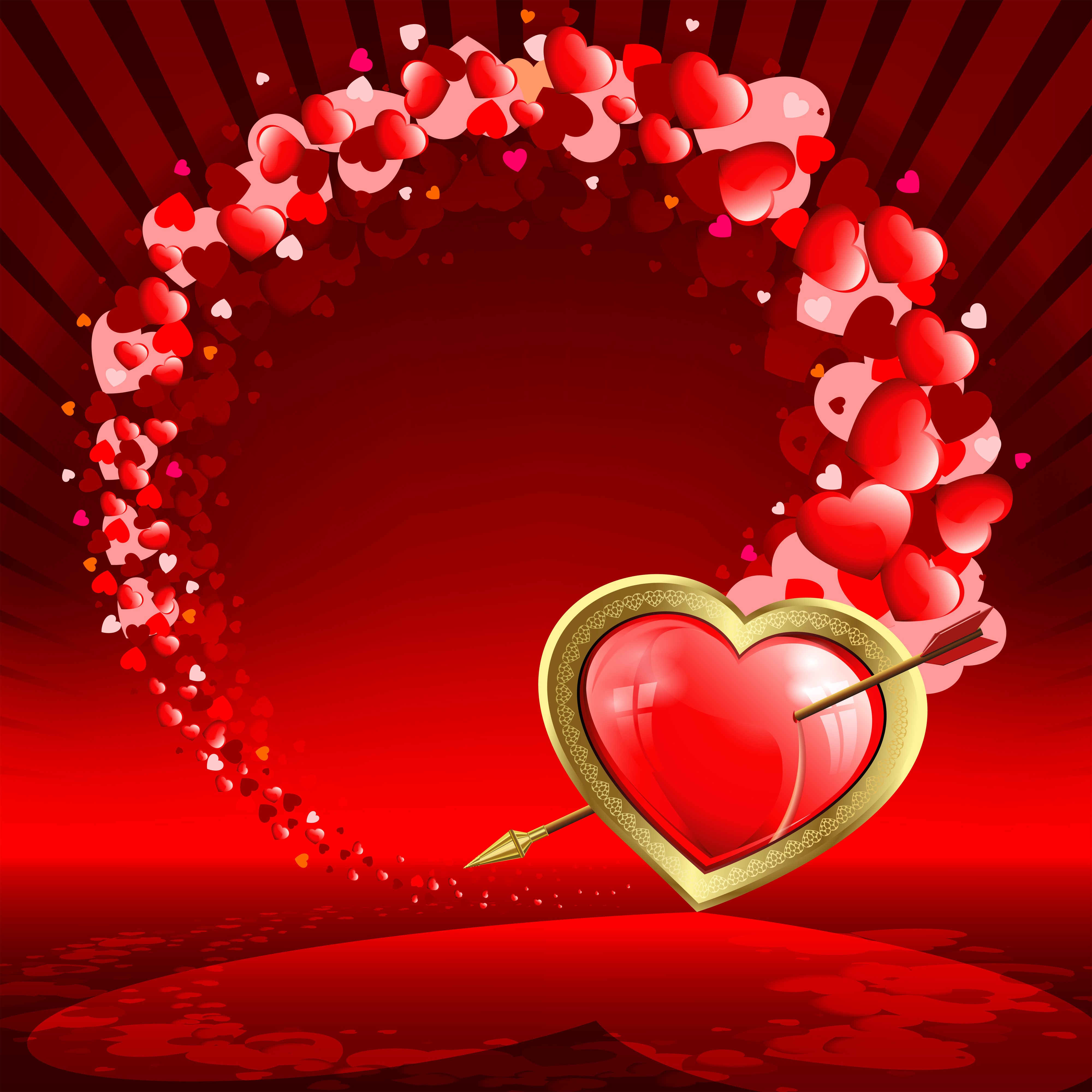 Valentine's Day Heart with Arrow HD Wallpaper