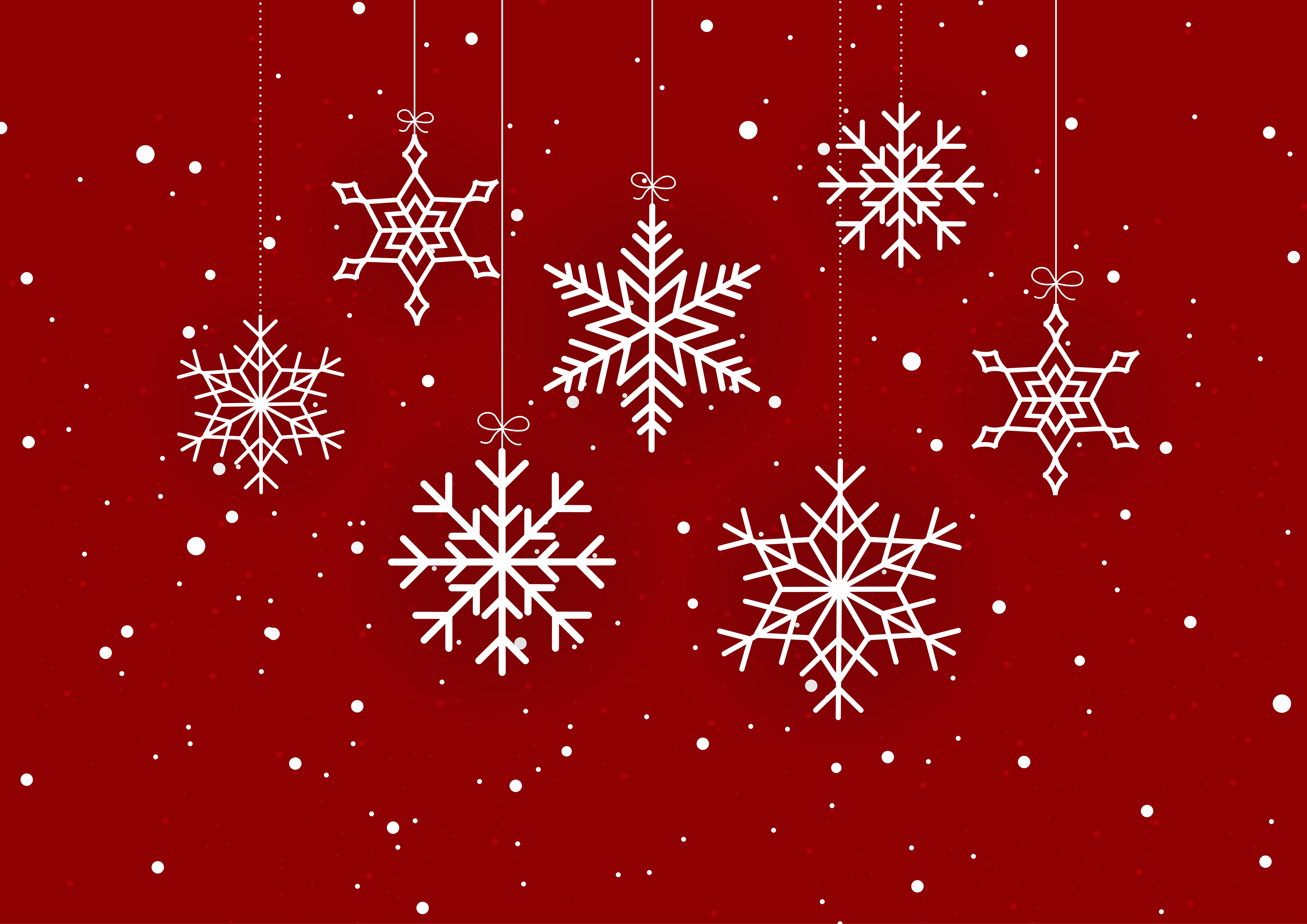 Christmas snowflakes on red background HD Wallpaper