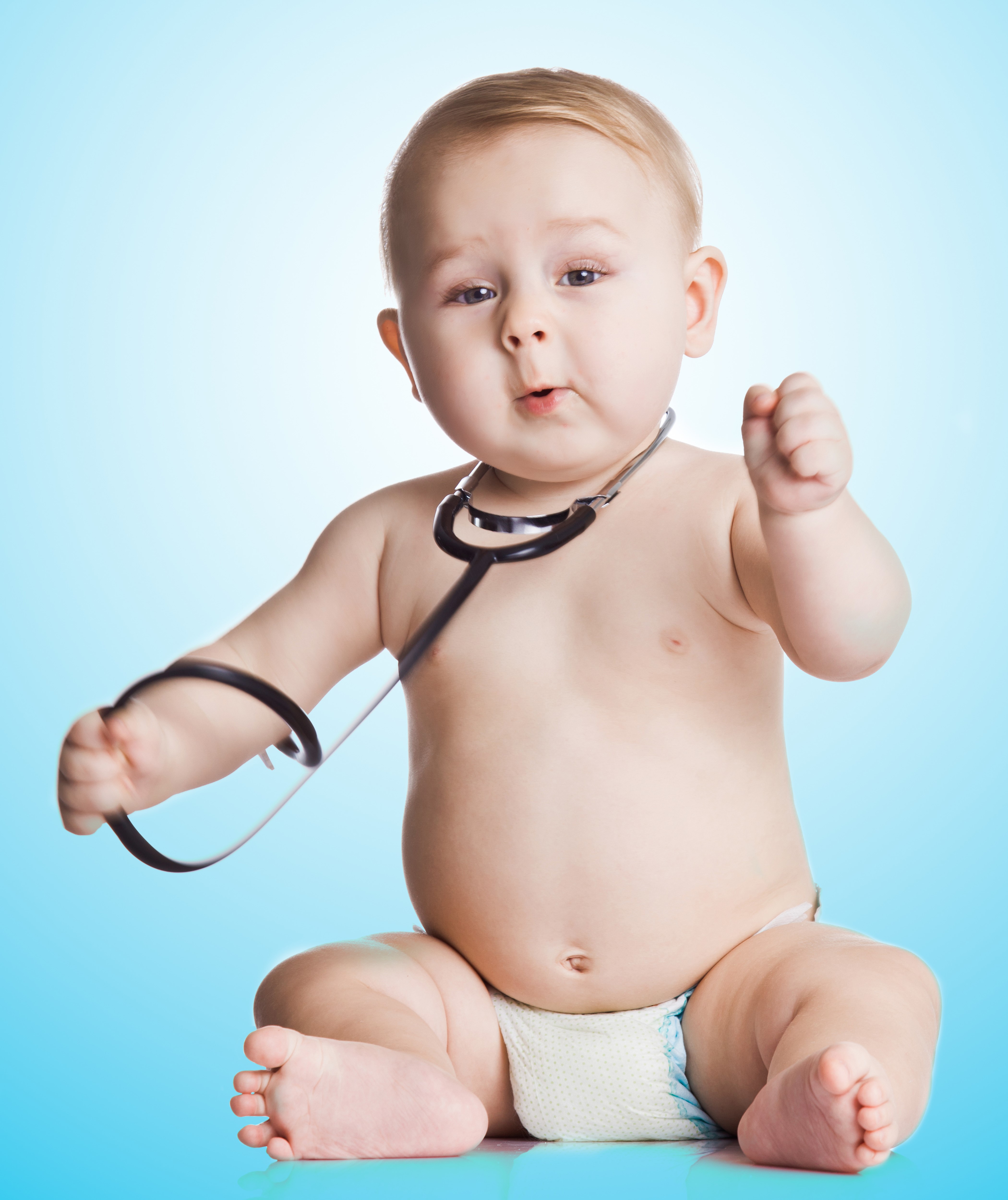 Baby with a stethoscope HD Wallpaper