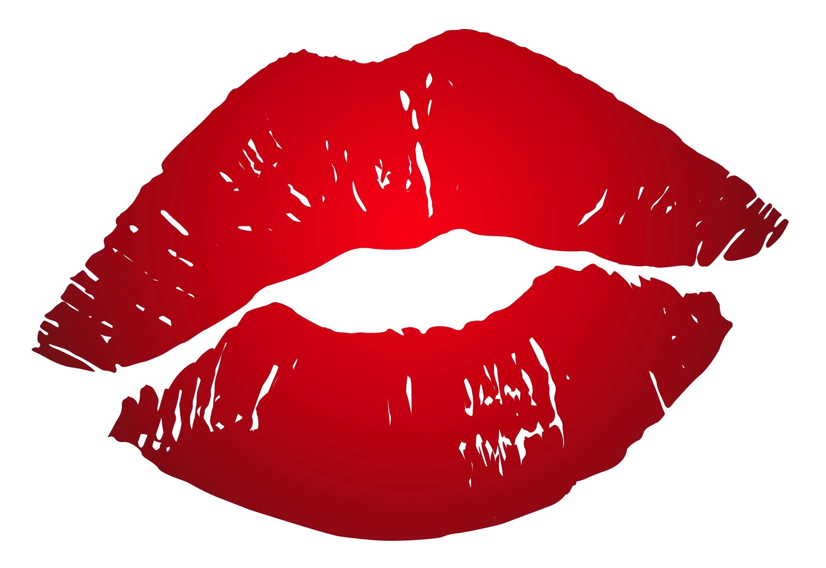 Red lipstick kiss mark on white background HD Wallpaper