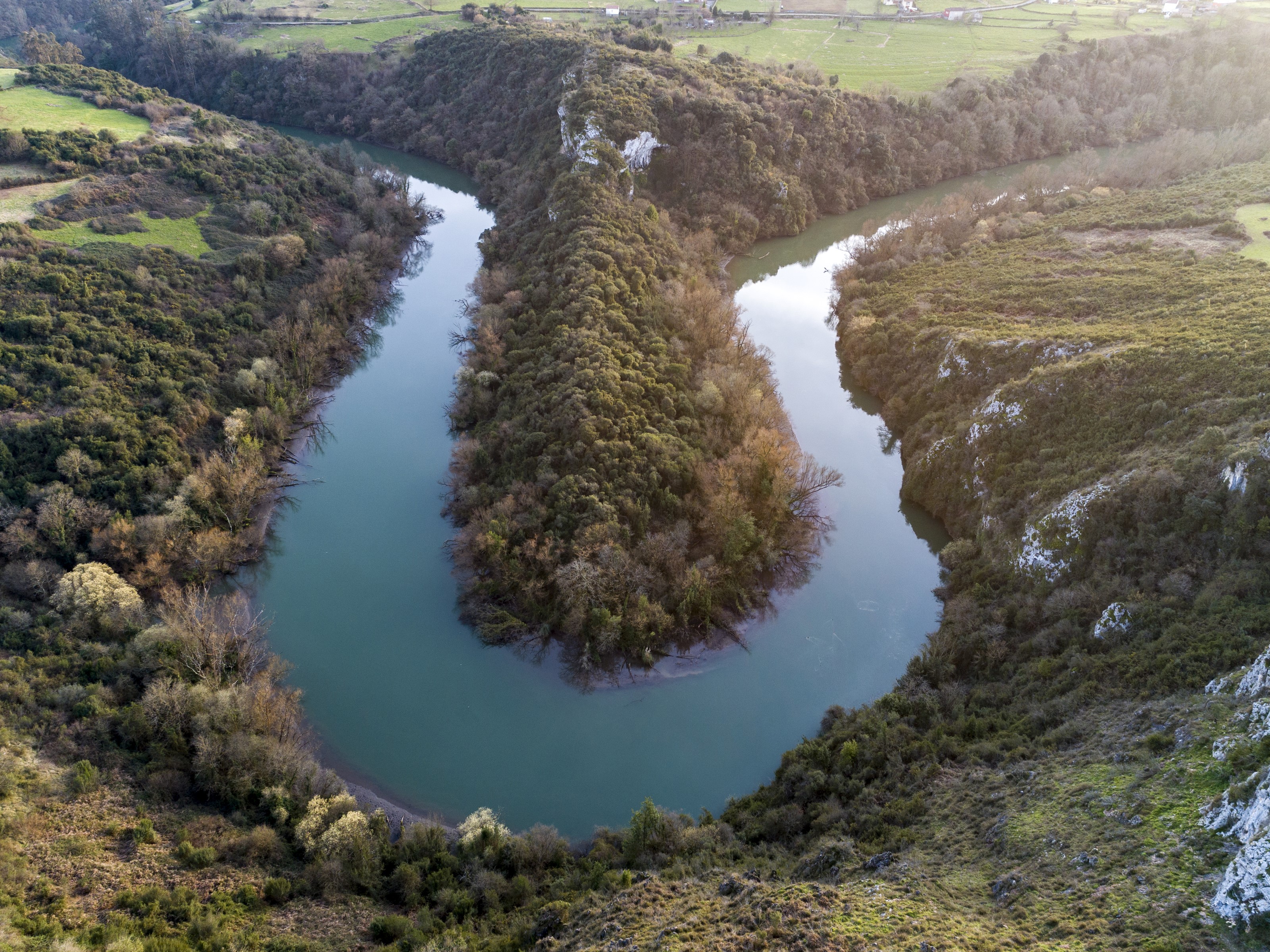 River bend in Oviedo, Asturias, Spain HD Wallpaper