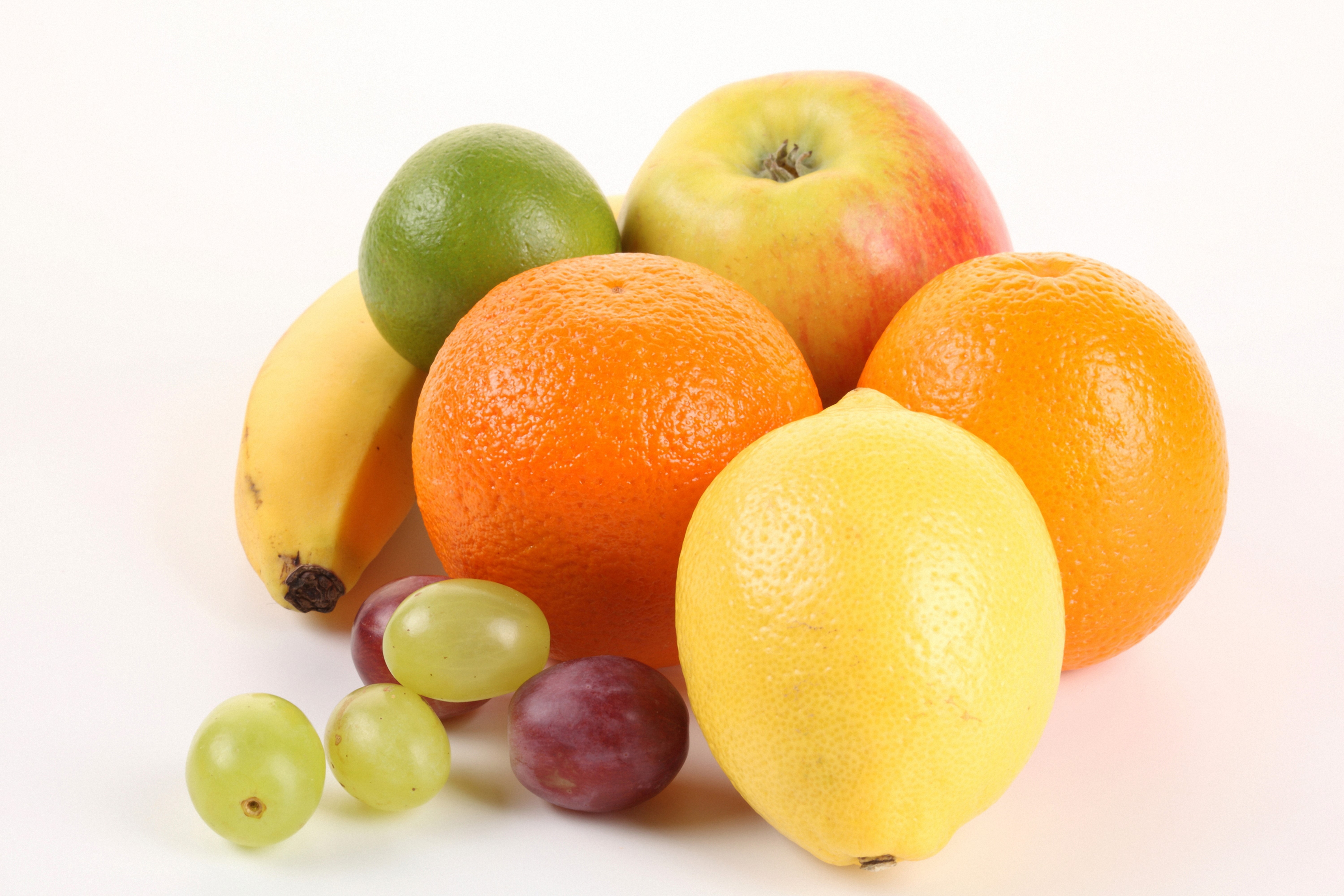 Assortment of Fruits on White Background HD Wallpaper
