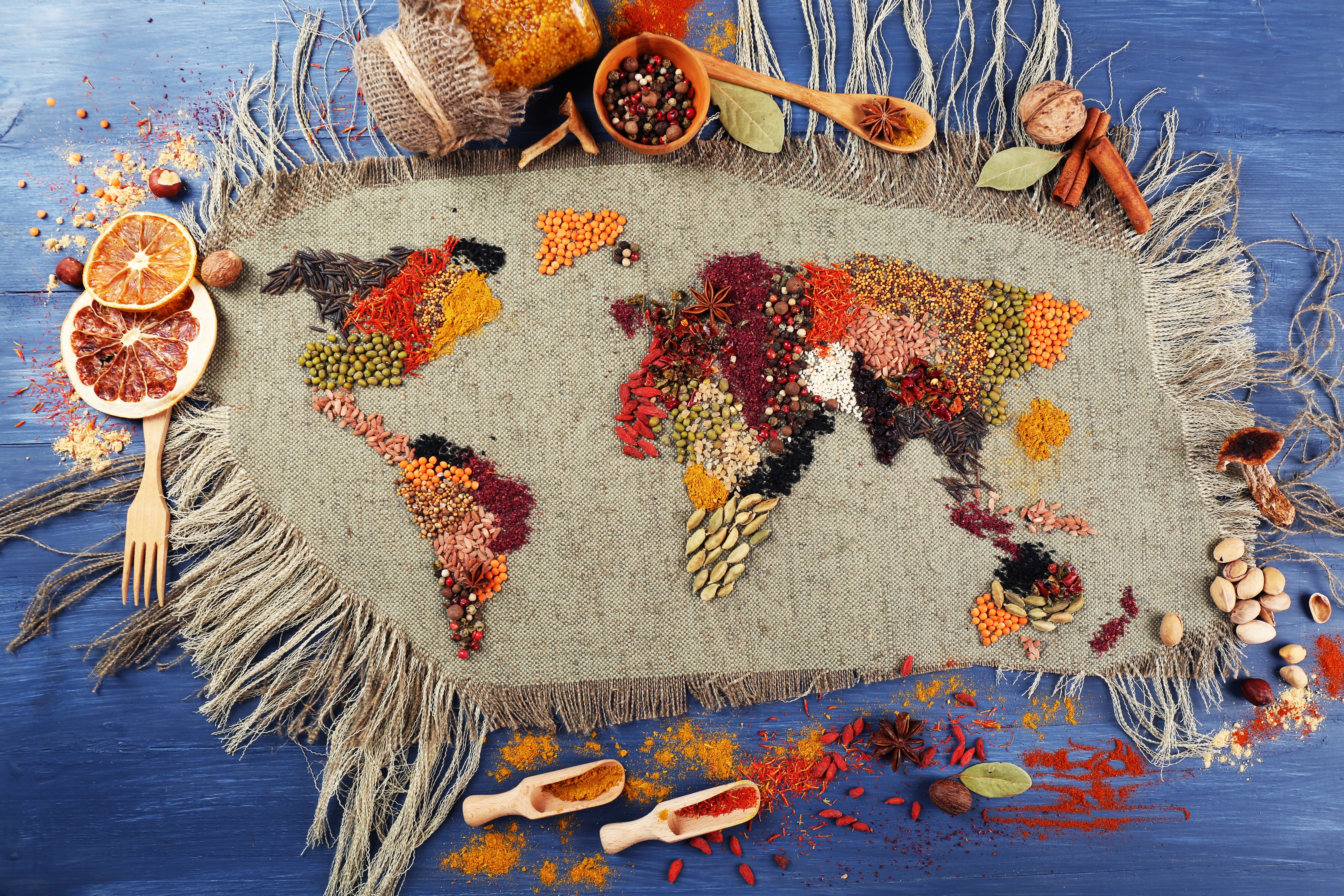 World Map Made of Spices HD Wallpaper
