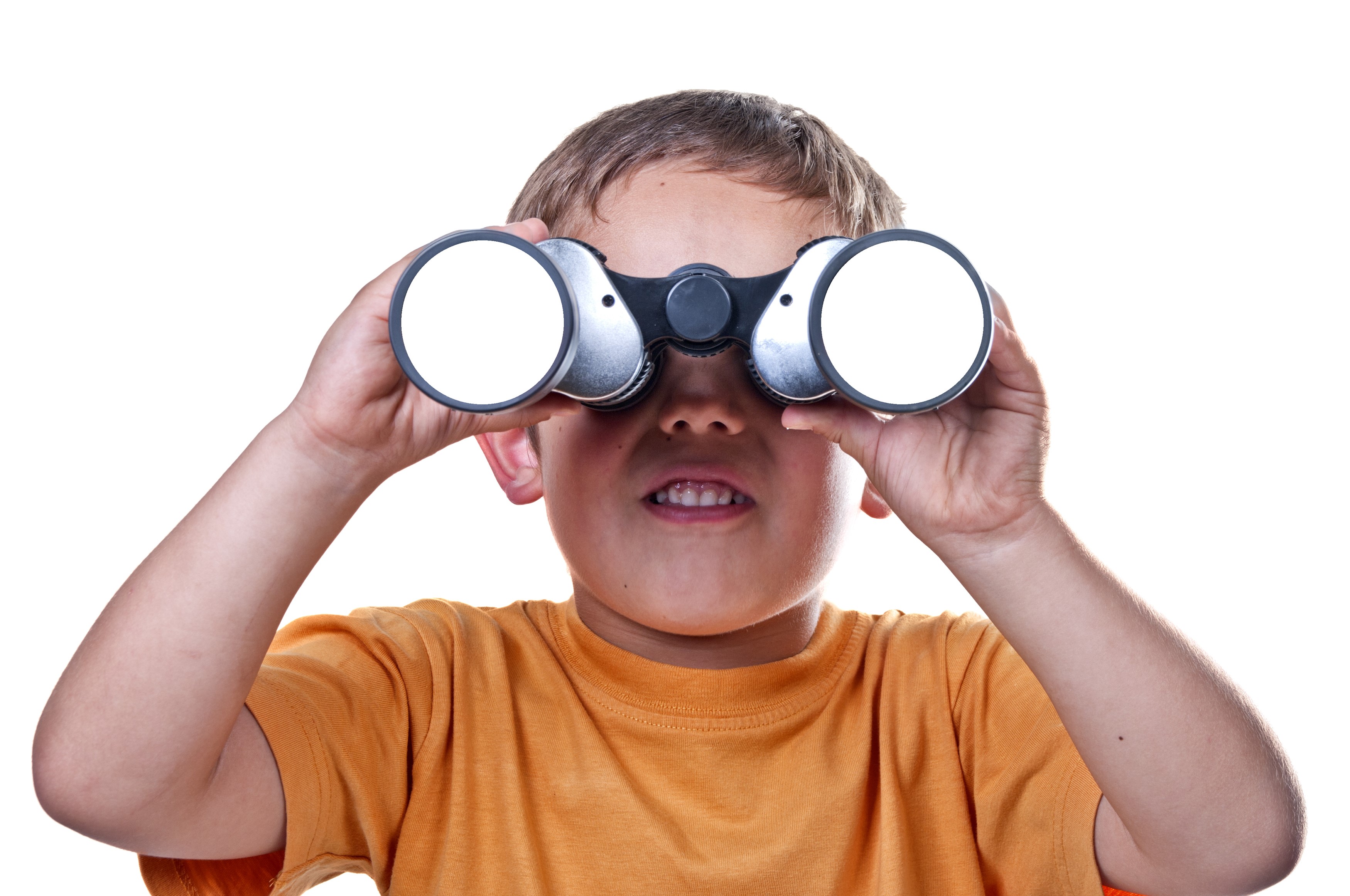 Boy looking through binoculars HD Wallpaper