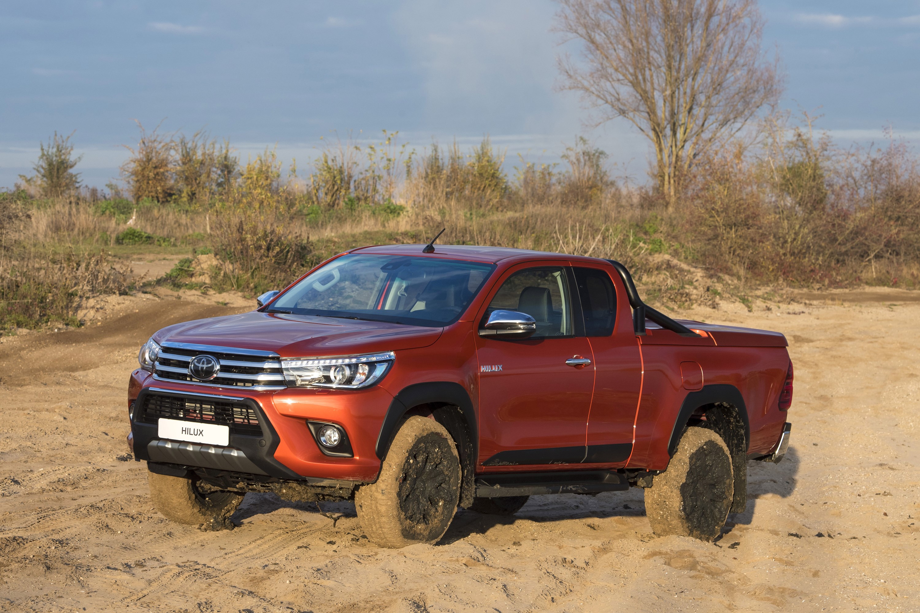 Orange Toyota Hilux Pickup Truck Off-Road HD Wallpaper