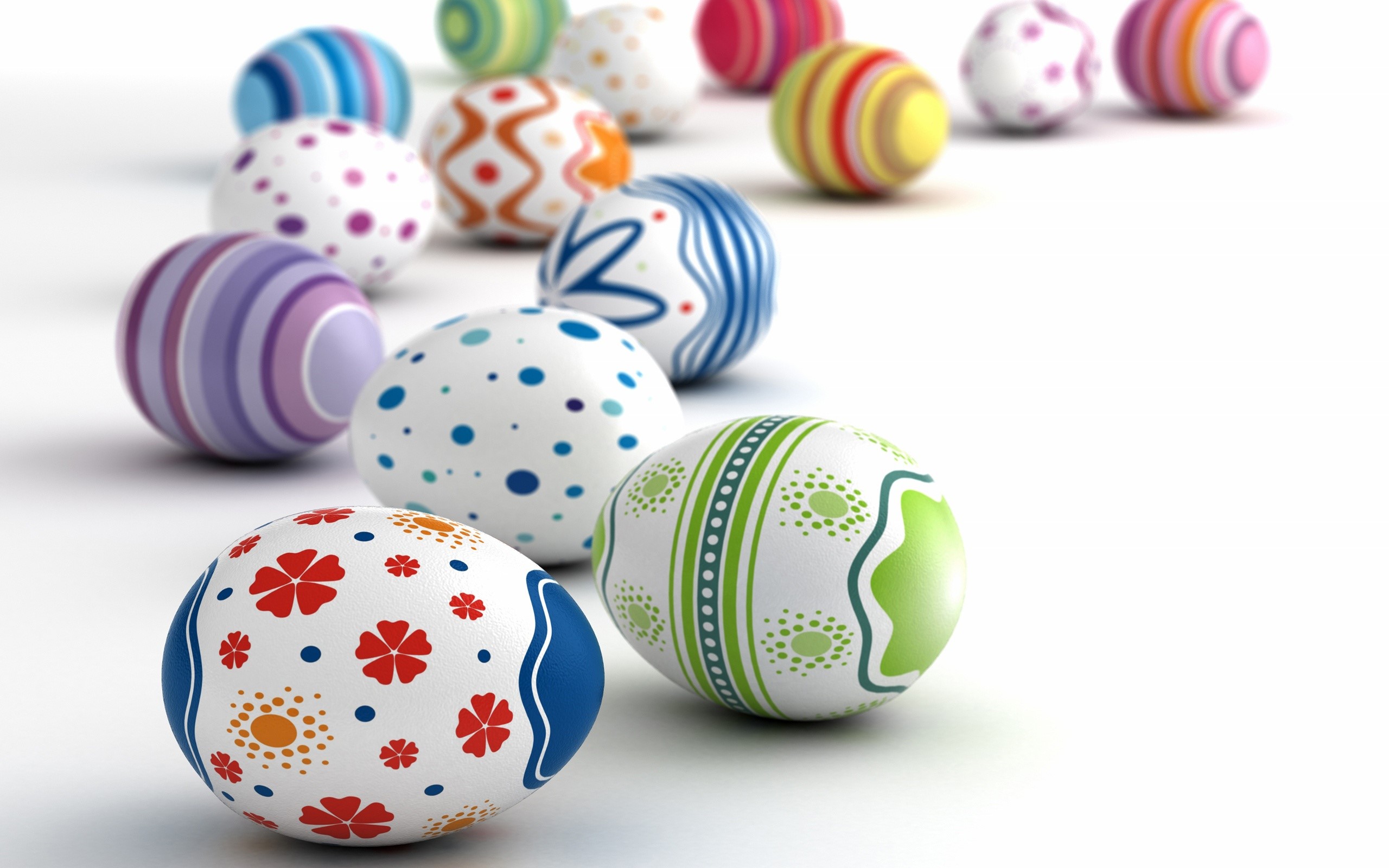 Decorated Easter Eggs on White Background HD Wallpaper