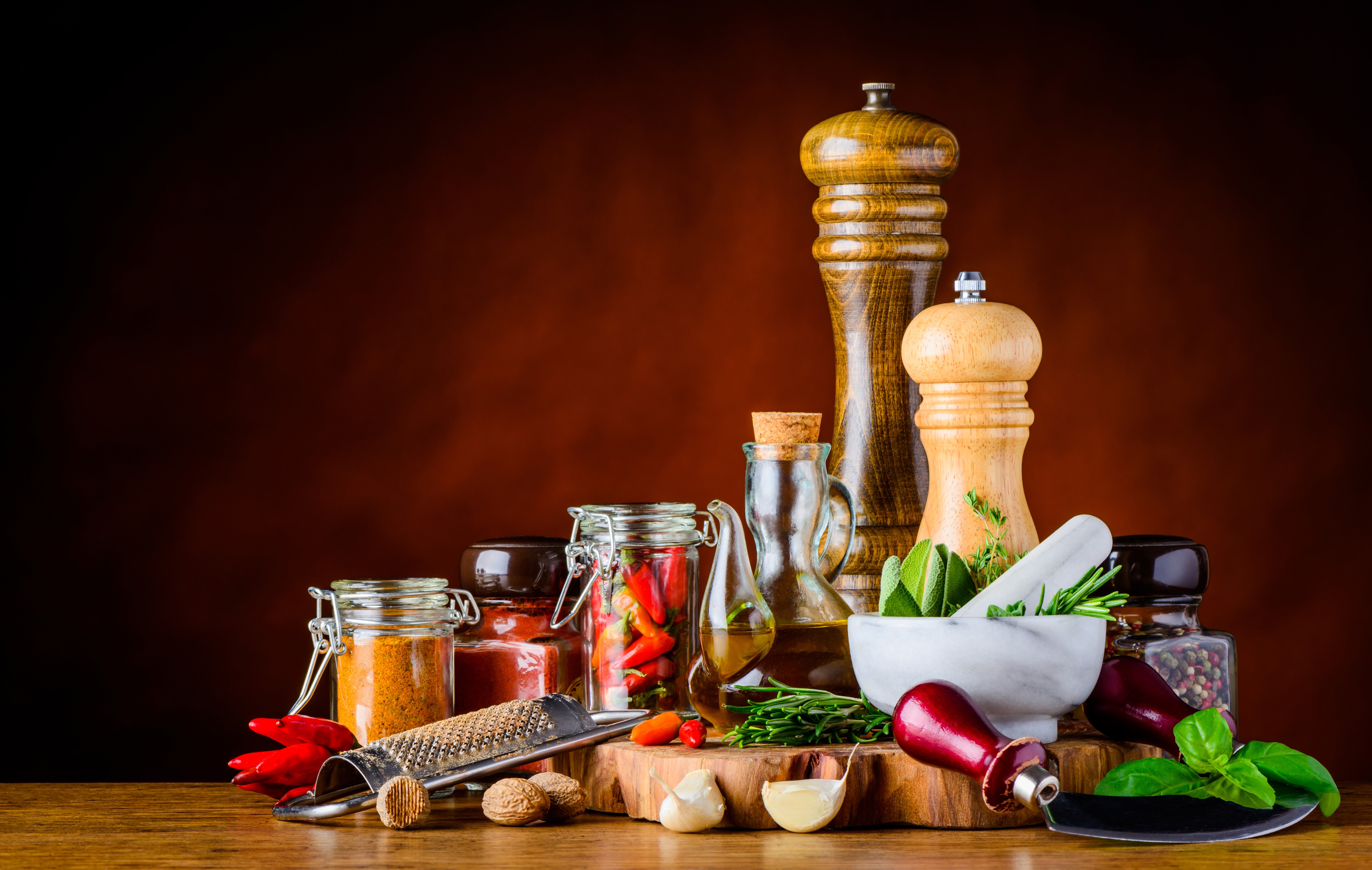 Spices and ingredients for cooking HD Wallpaper
